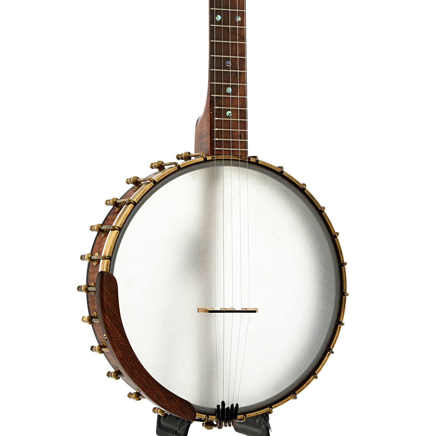 Front and side of Starr Limited Edition Banjos 12" Curly Maple Open-back Banjo