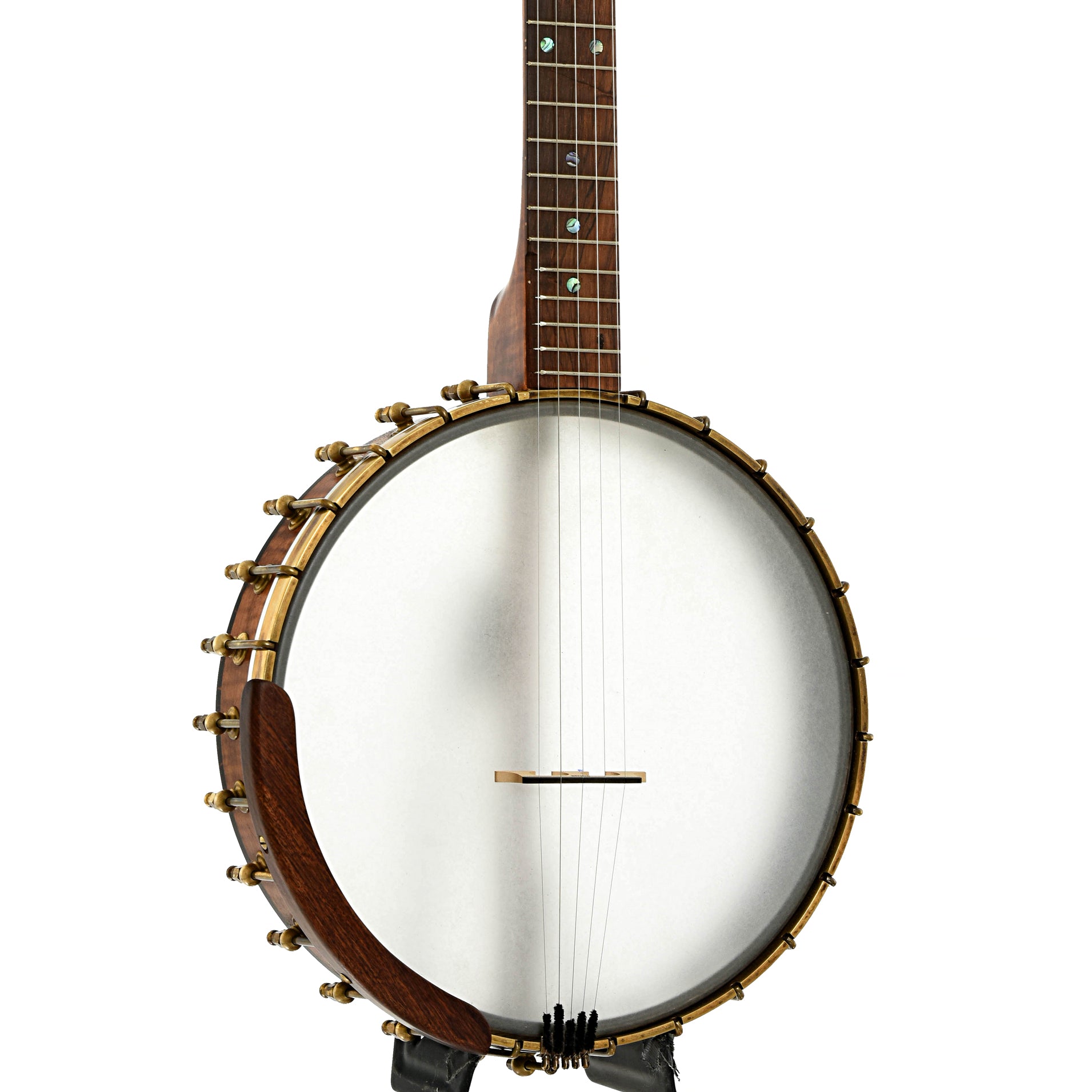Front and side of Starr Limited Edition Banjos 12" Curly Maple Open-back Banjo