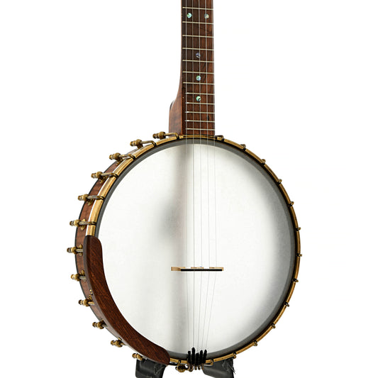 Front and side of Starr Limited Edition Banjos 12" Curly Maple Open-back Banjo