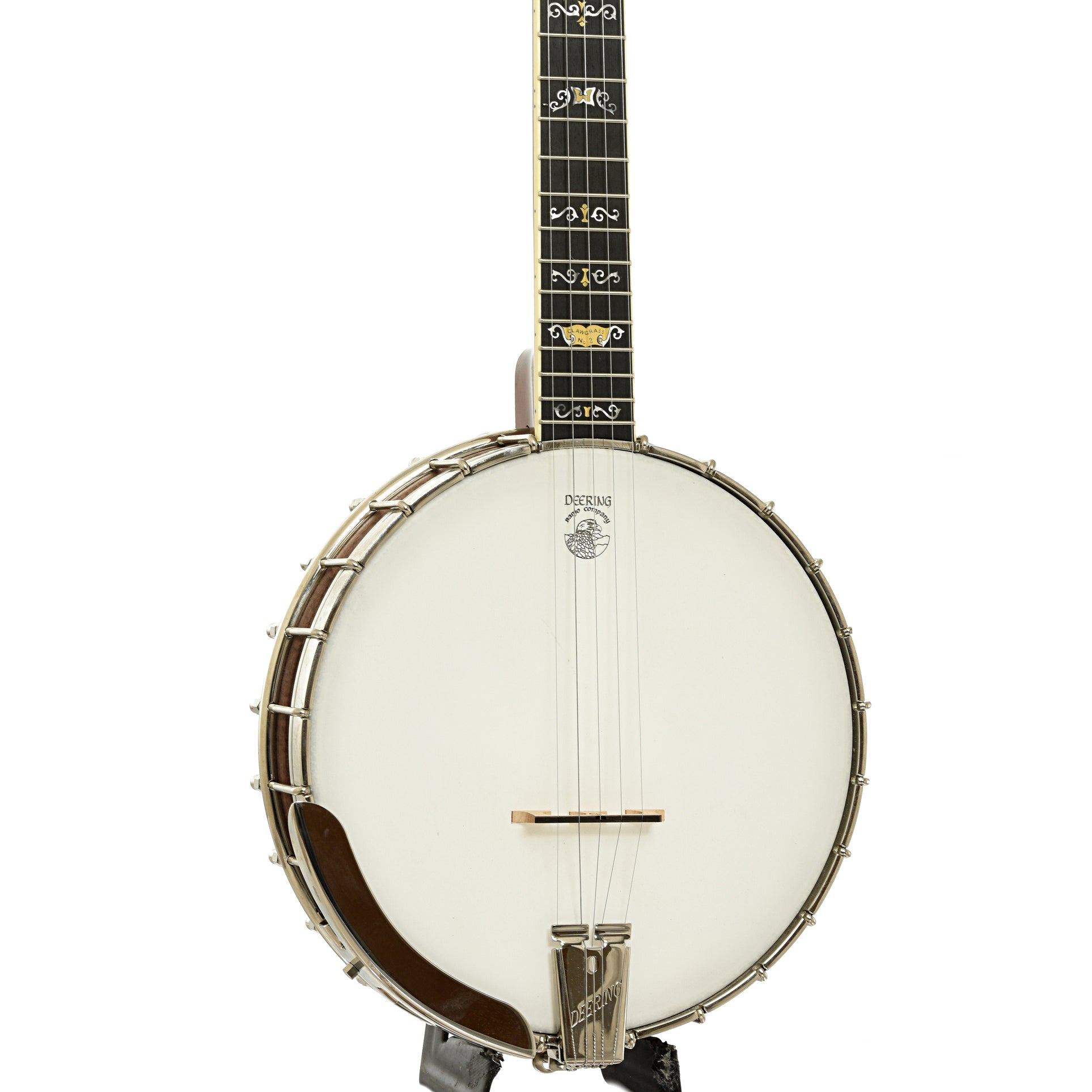 Front and side of Deering Claw Grass 2 Open Back Banjo