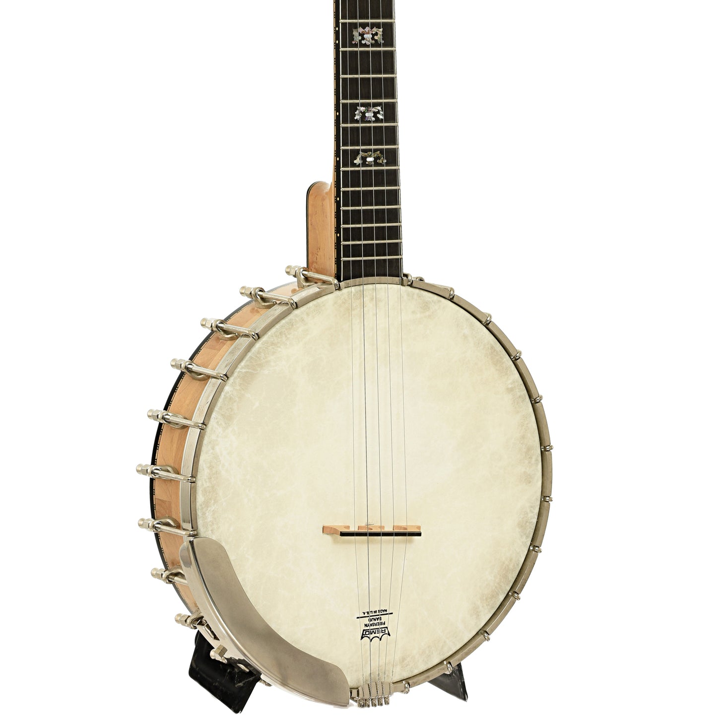 Front and side of Wildwood Artist Open Back Banjo