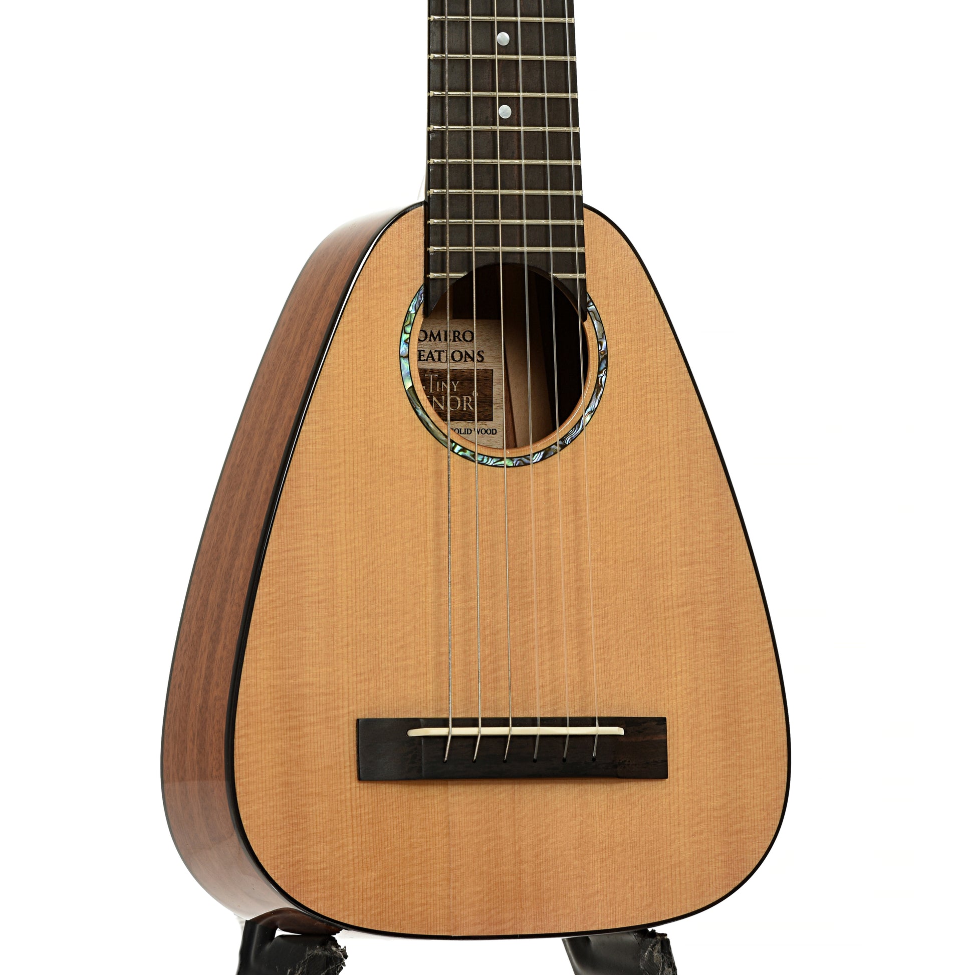 Front and side of Romero Creations Tiny Tenor 6 String Model Guitar/Uke 