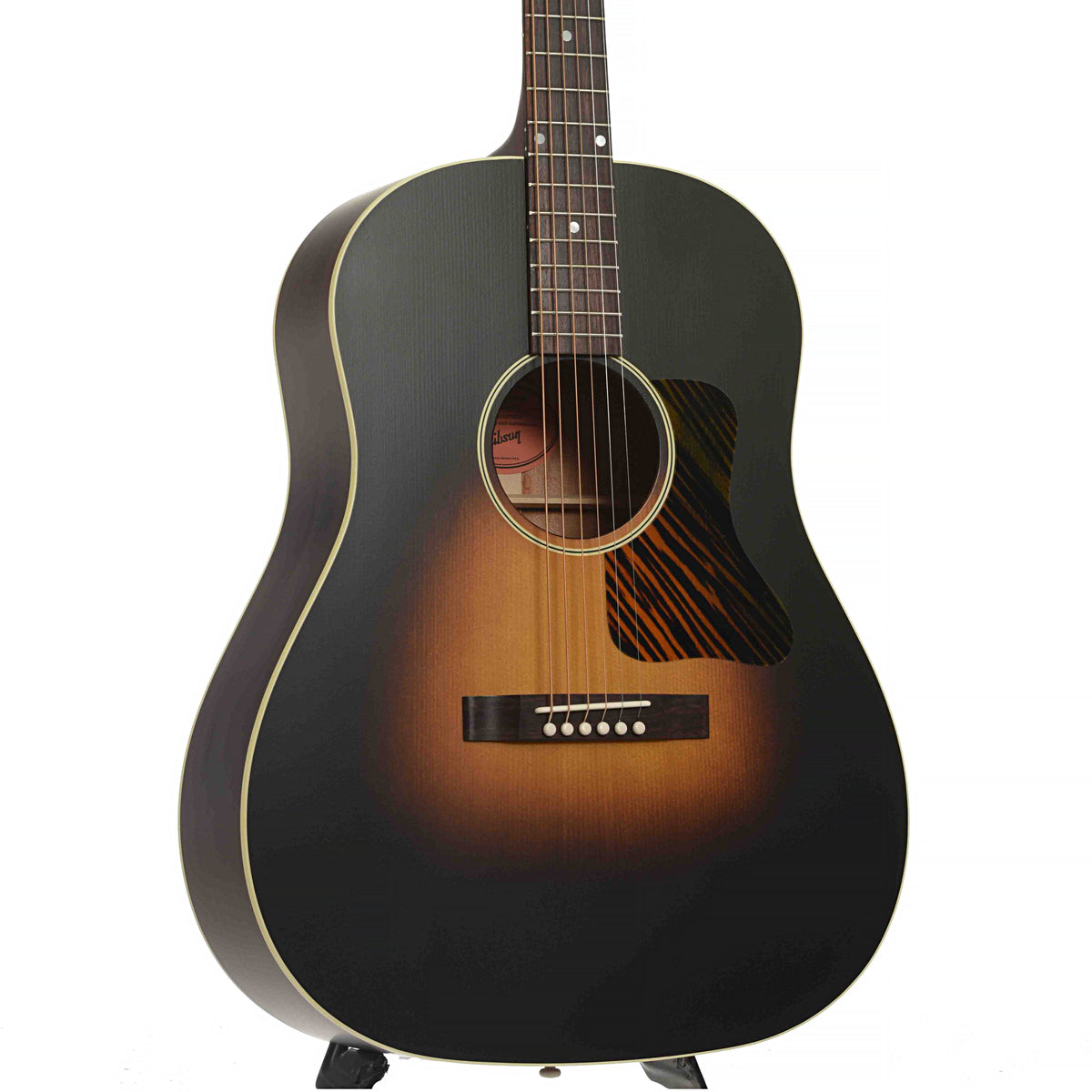 Front & Side of Gibson J-45 Century 12-Fret Acoustic Guitar & Case, Vintage Sunburst