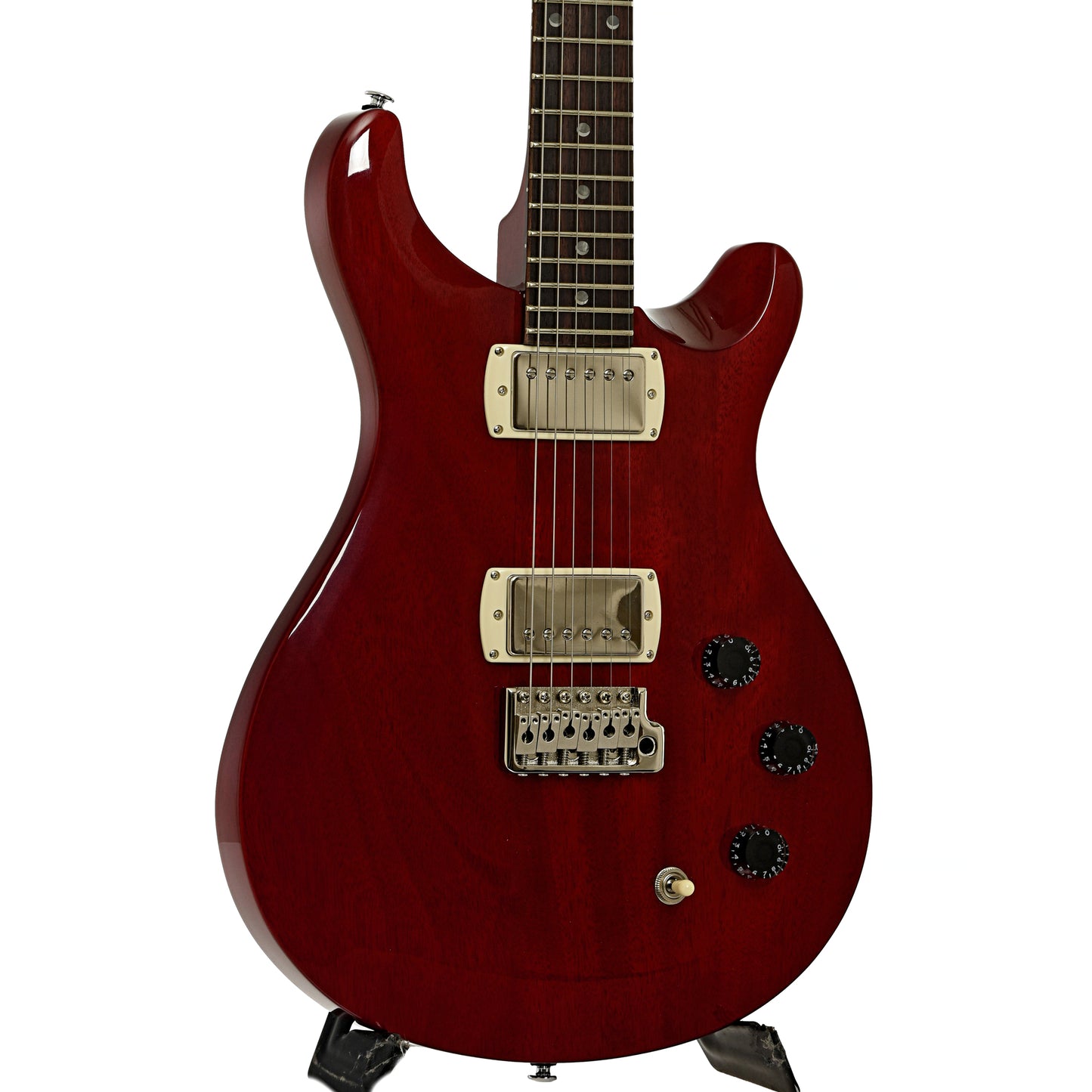 Front and side of PRS SE DGT Standard Vintage Cherry Electric Guitar