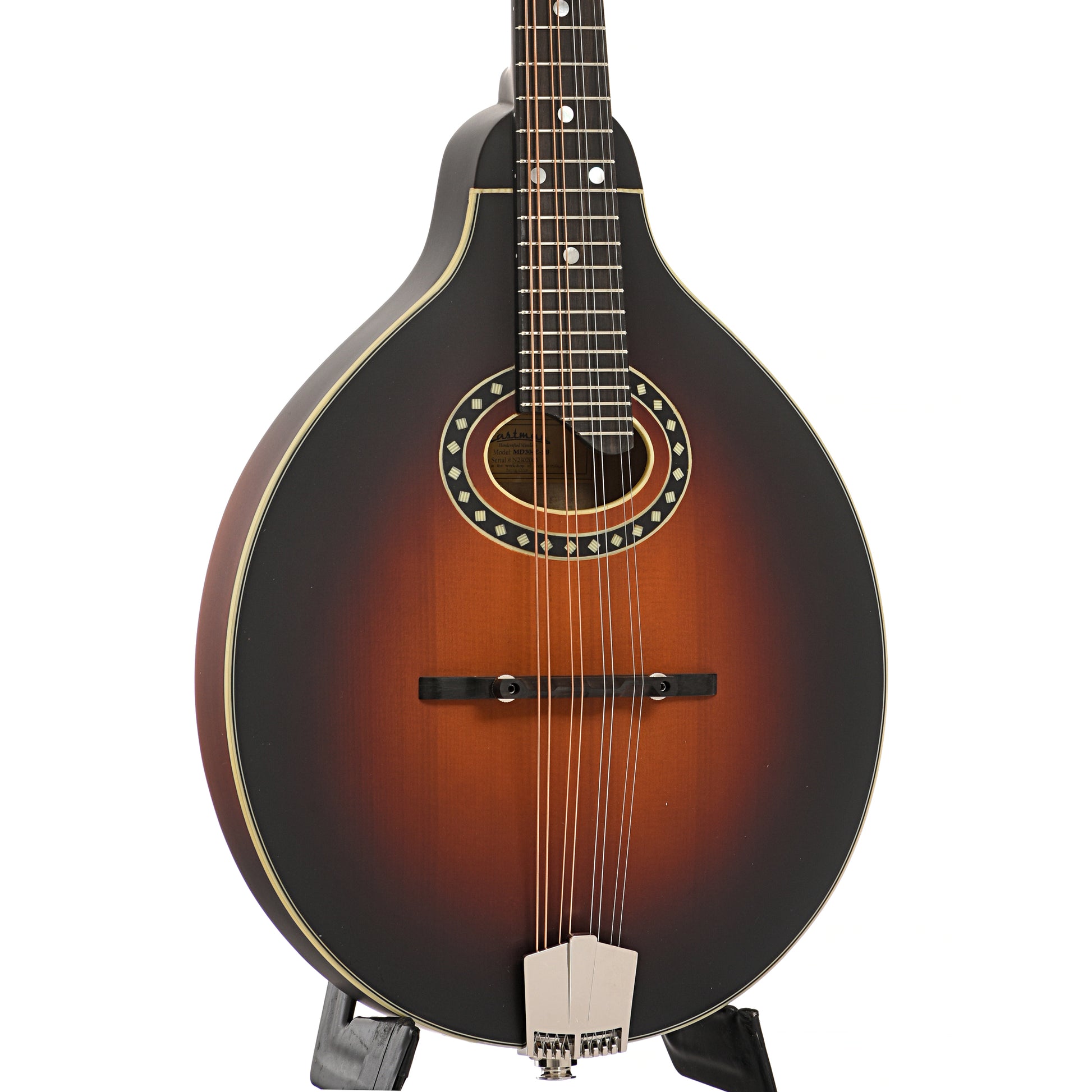Front and side of Eastman MD304E-SB Mandolin, Sunburst