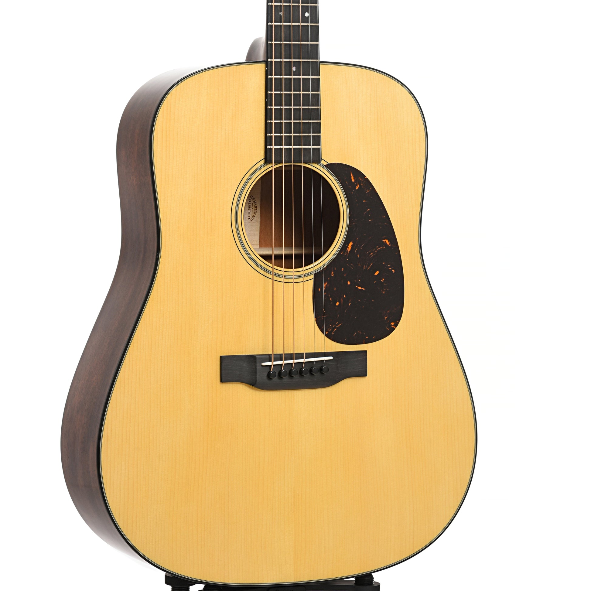 Front and side of Martin Custom 18-Style Dreadnought Guitar & Case, Thinner Adirondack Top