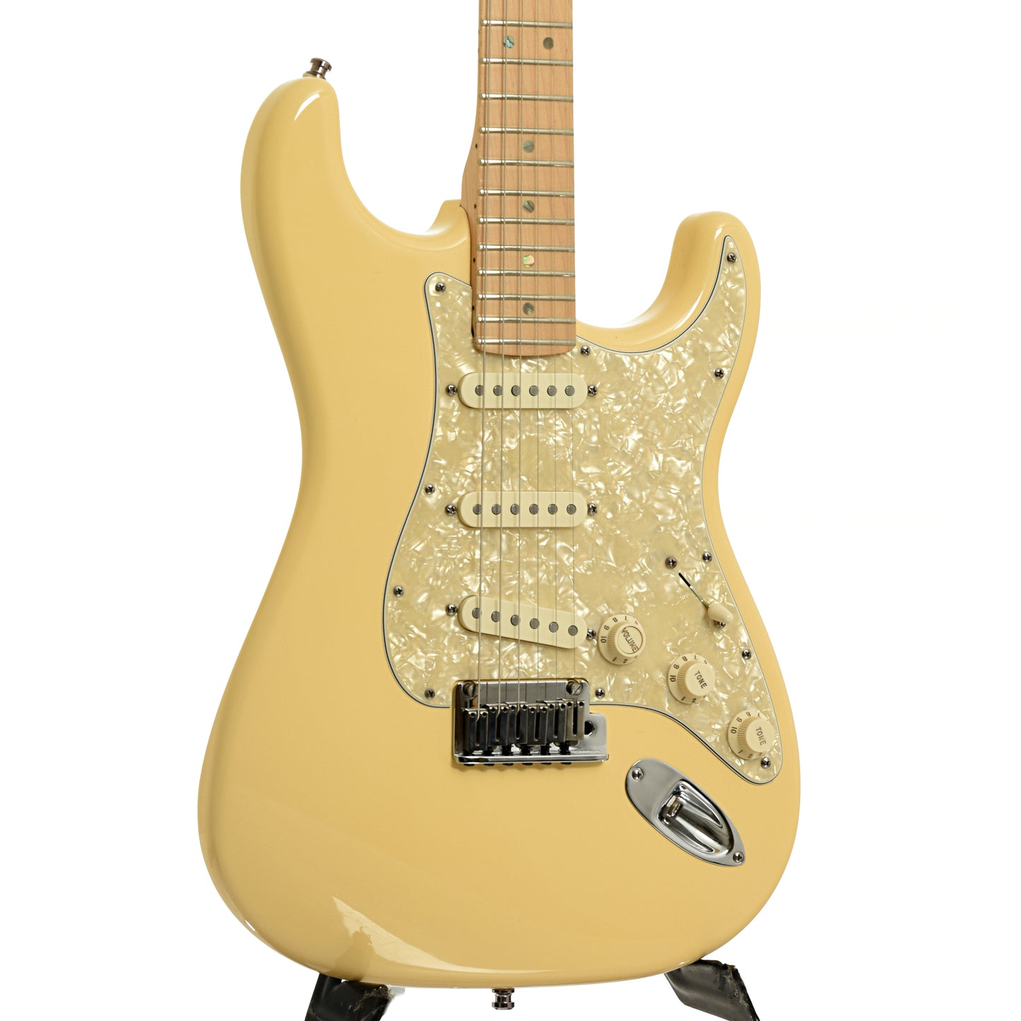 Front and side of Fender American Deluxe Stratocaster Electric Guitar 