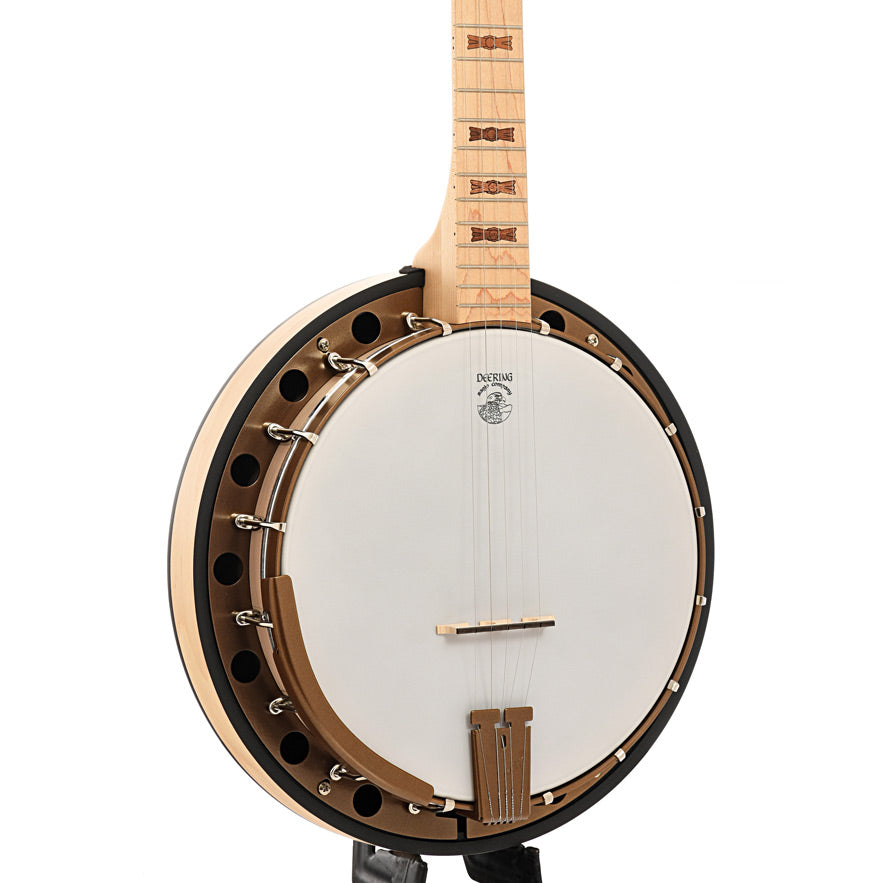 Front and side  of Deering Goodtime Special Deco Resonator Banjo