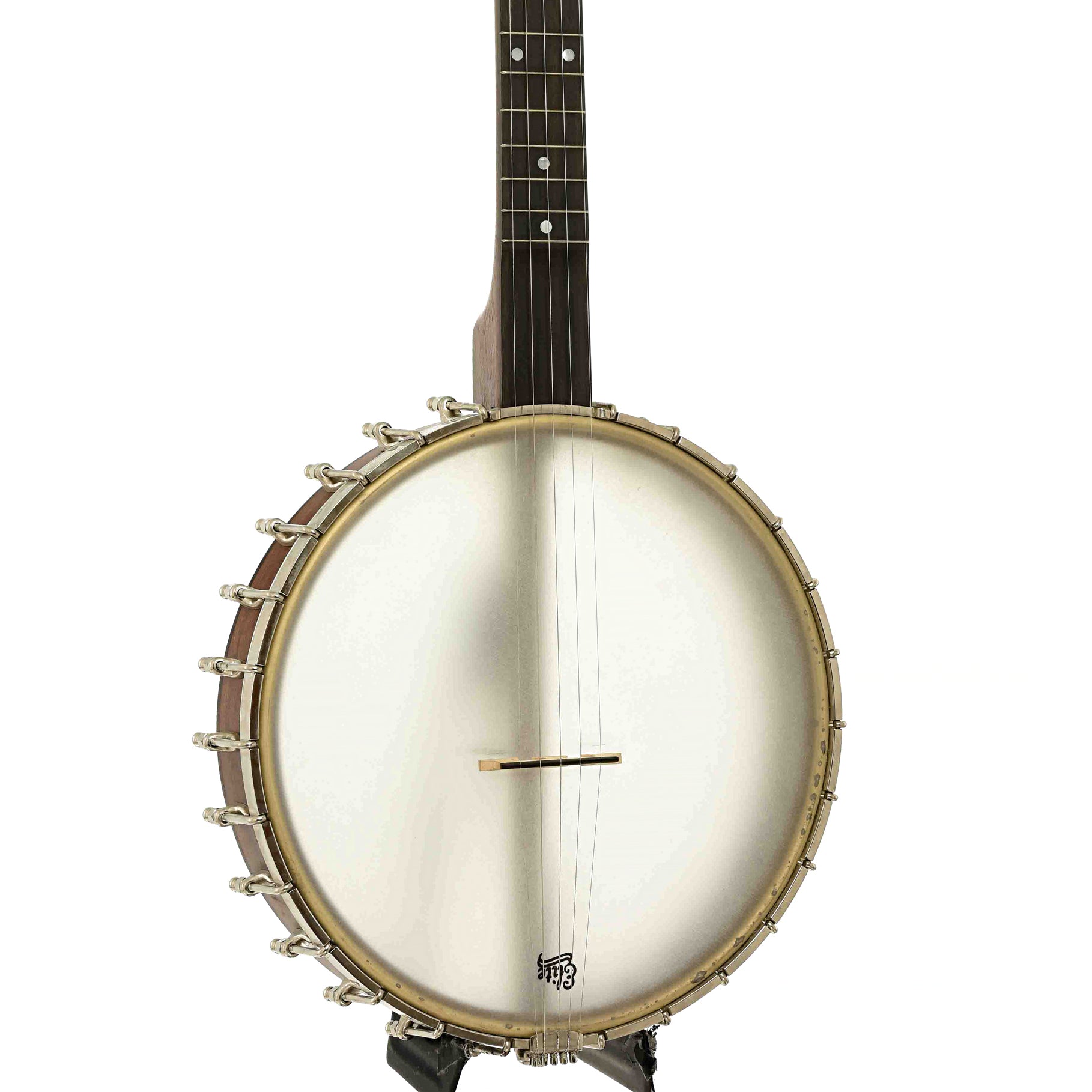Front and side of Bart Reiter Round Peak Open Back Banjo