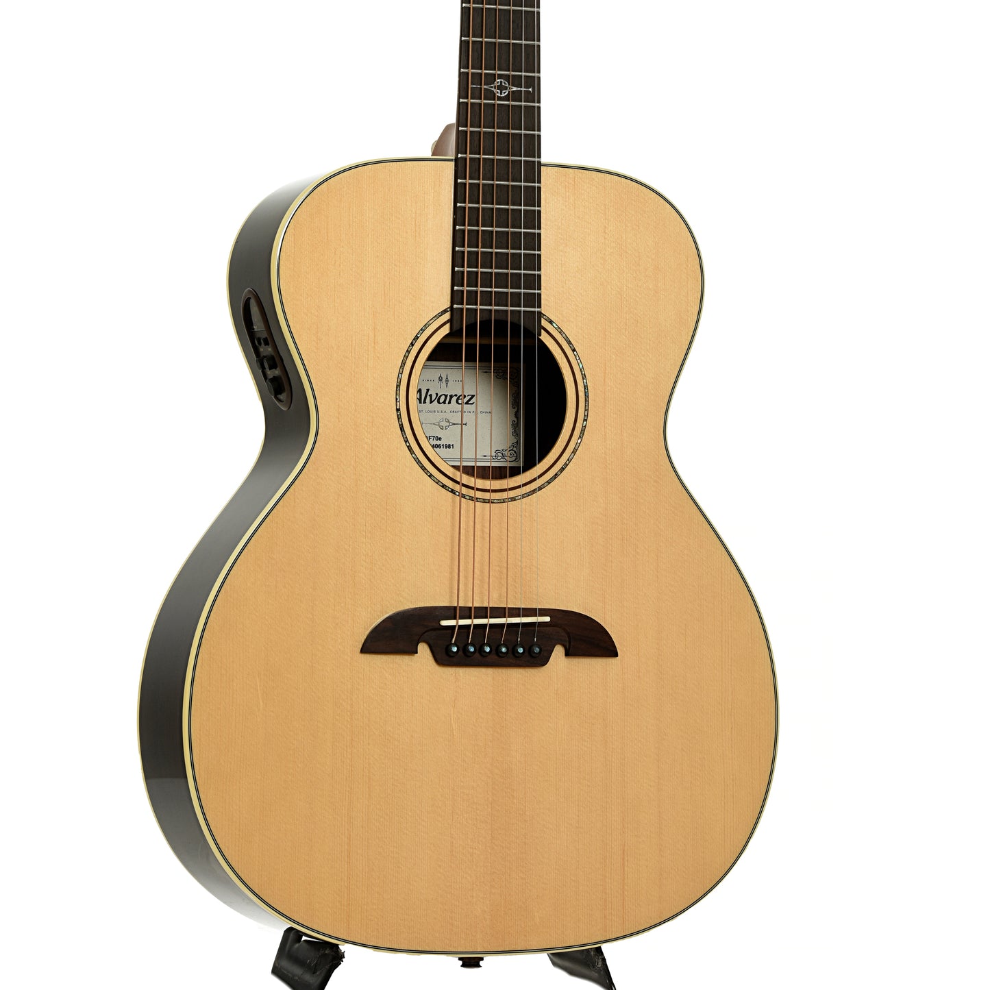 Front and side of Alvarez Artist Series AF70E OM Acoustic-Electric Guitar 