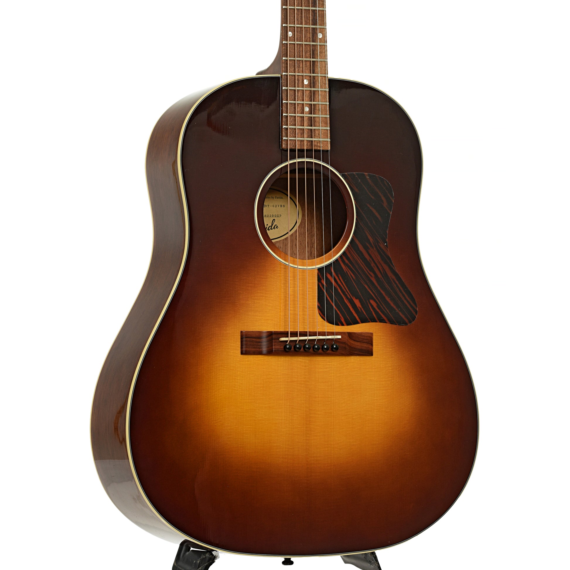 Front and side of Farida Holiday Pack, Solid Top Dreadnought Acoustic Guitar