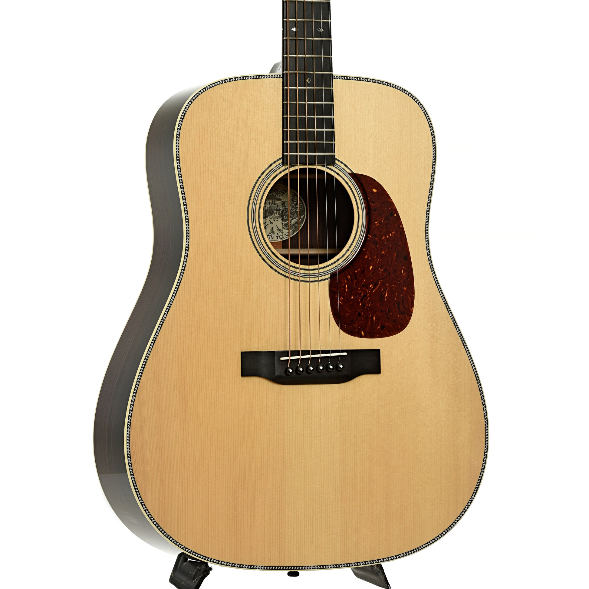 Front and side of Collings D2HA Guitar & Case, Adirondack Top, Wide Nut 