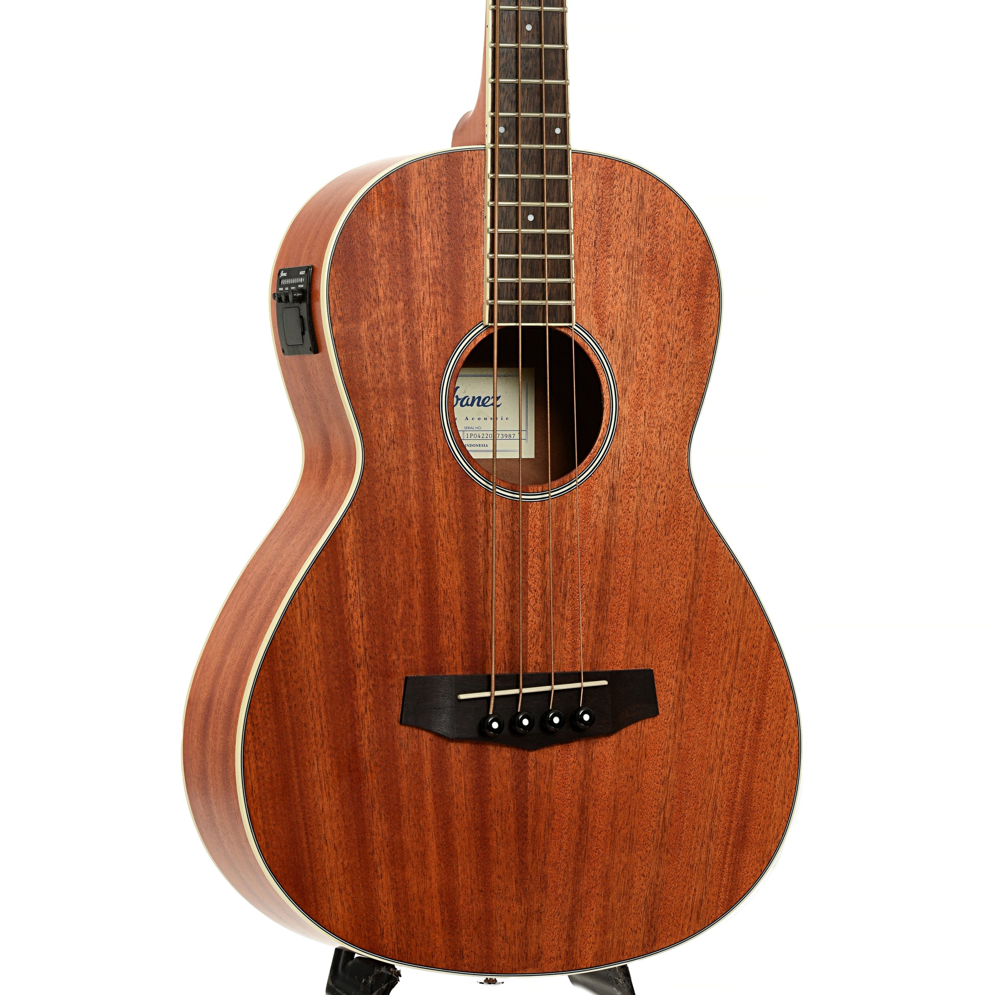 Front and side of  Ibanez PNB14E-OPN Acoustic-Electric Bass