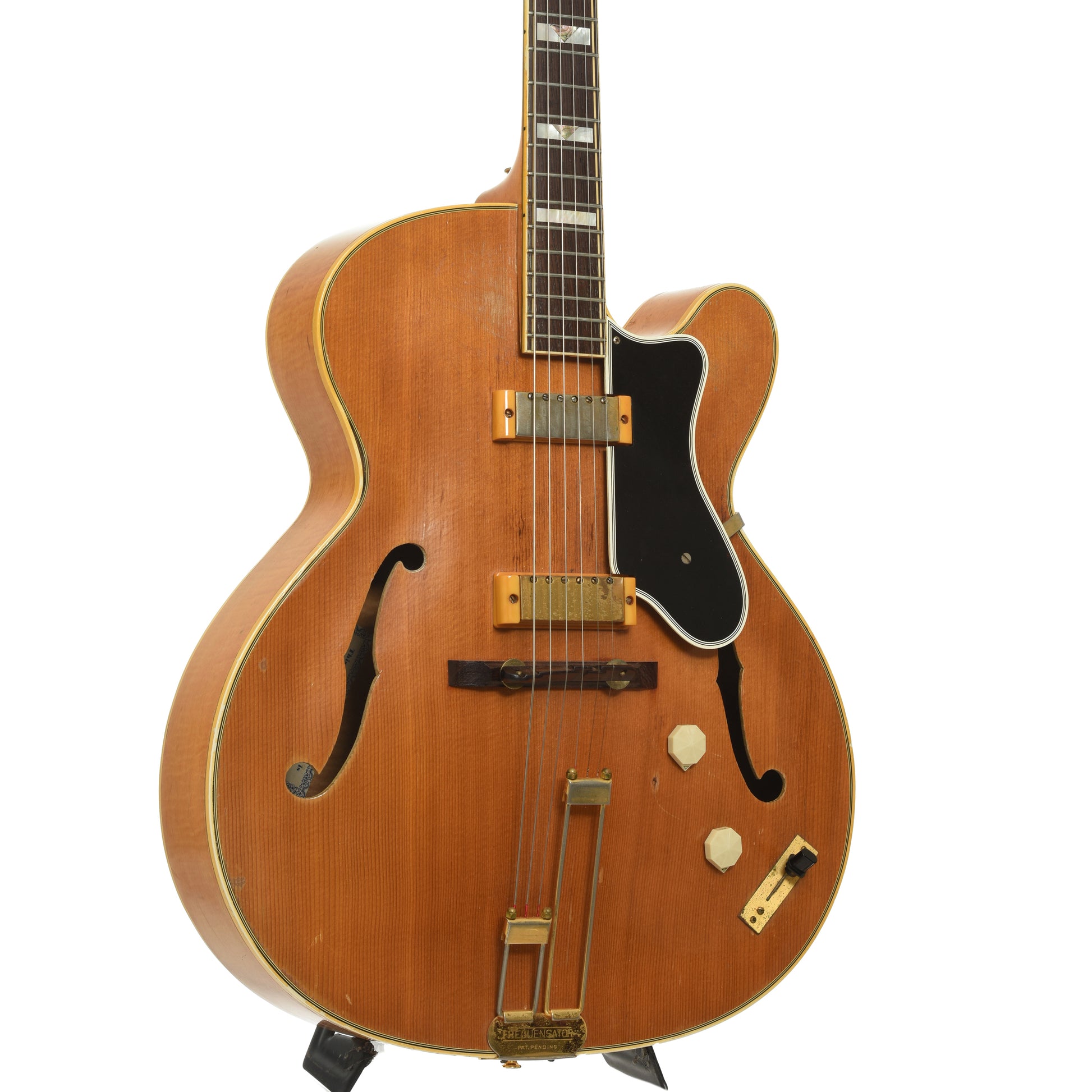 Front and side of Epiphone Zephyr Deluxe Regent Hollowbody Electric Guitar