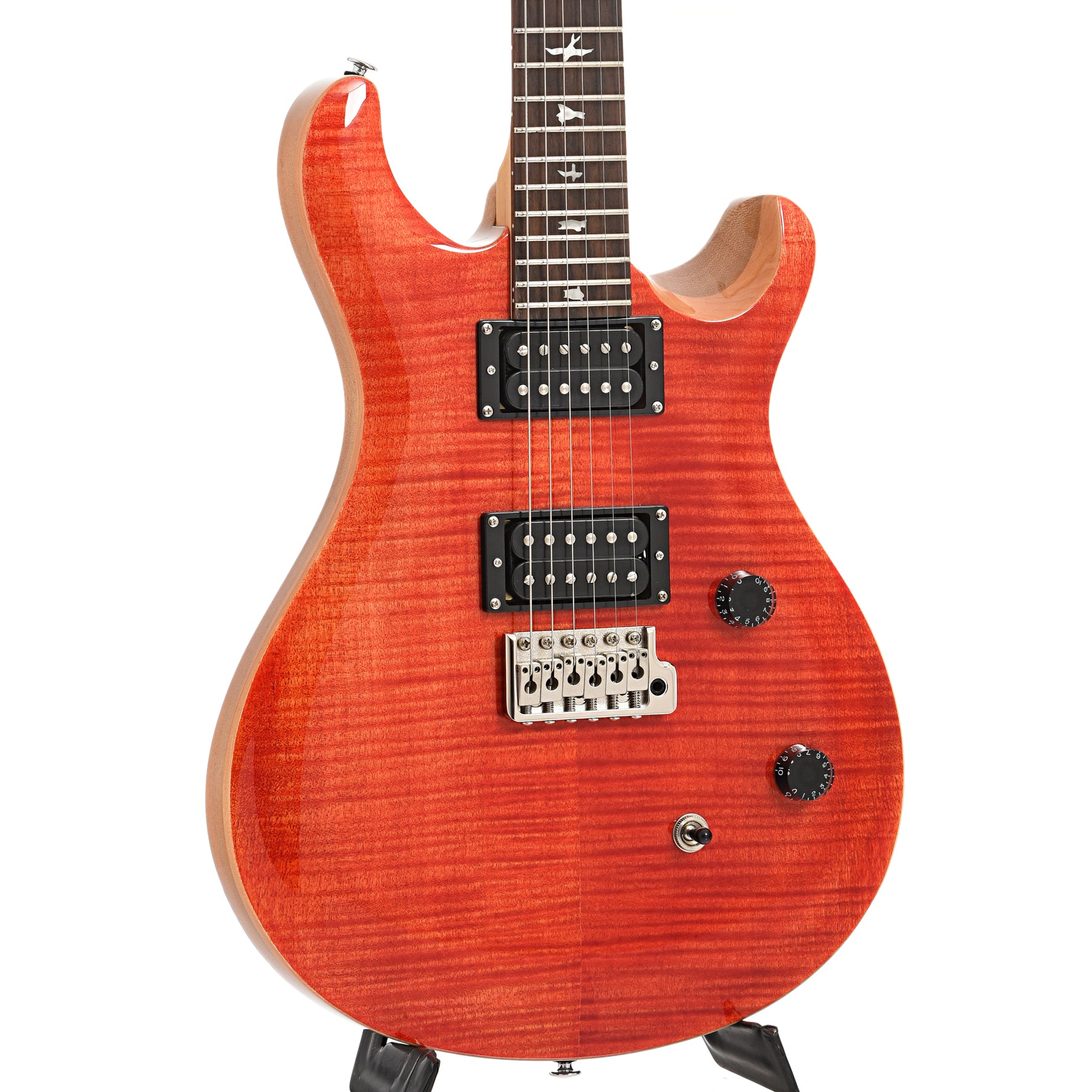 Front and side of PRS SE CE24 Electric Guitar, Blood Orange