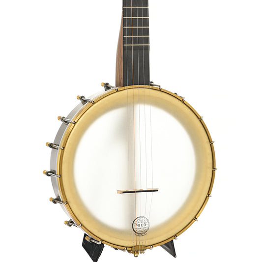 Front and side of Pisgah 11" Walnut Rambler Dobson Standard Openback Banjo, A-Scale (2019)