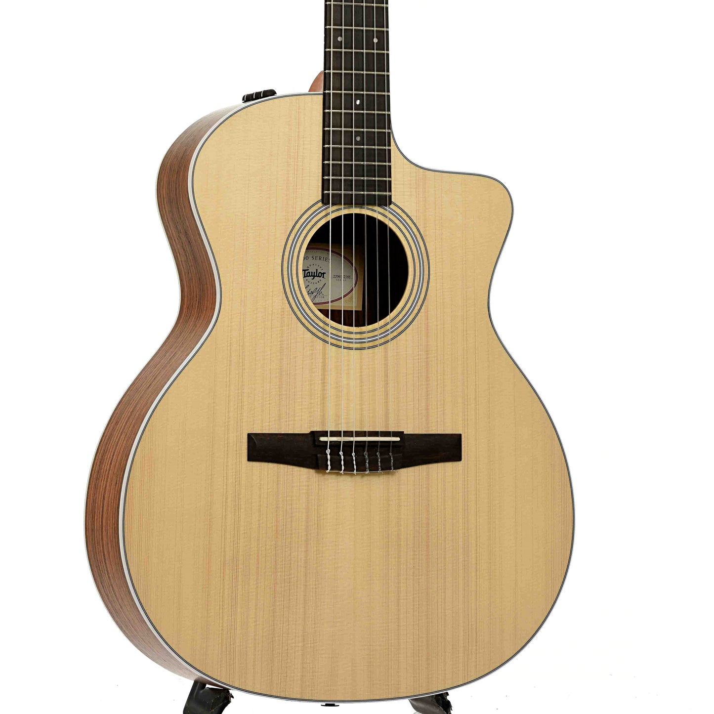 Front and side of Taylor 214CE-N Nylon String Acoustic Guitar