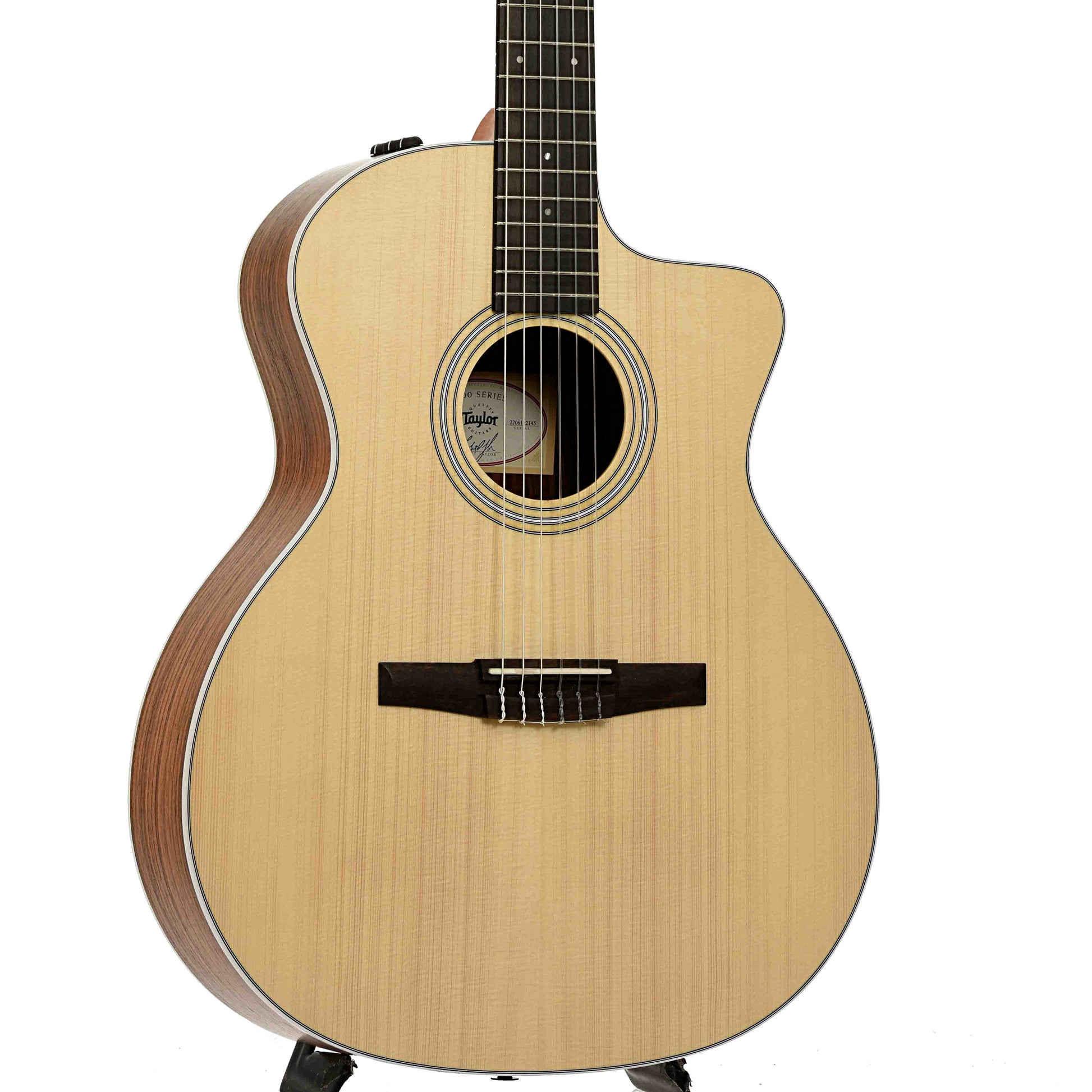 Front and side of Taylor 214CE-N Nylon String Acoustic Guitar