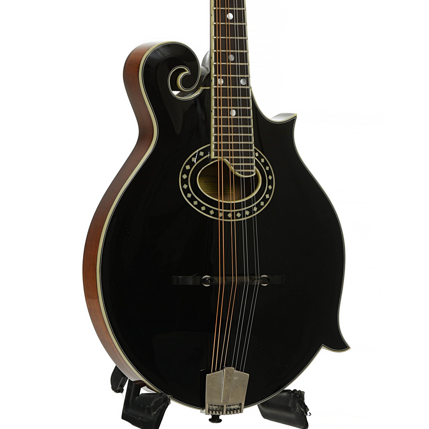 Front and side of Eastman MD514 BK LTD F-Style Mandolin 