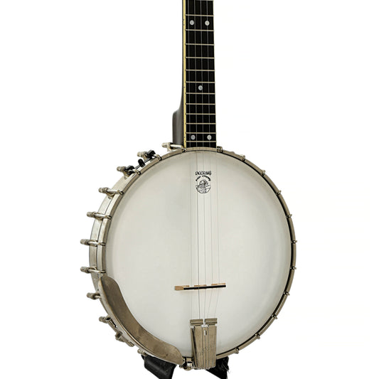 Front and side of Deering Vega Extra Long Neck Banjo