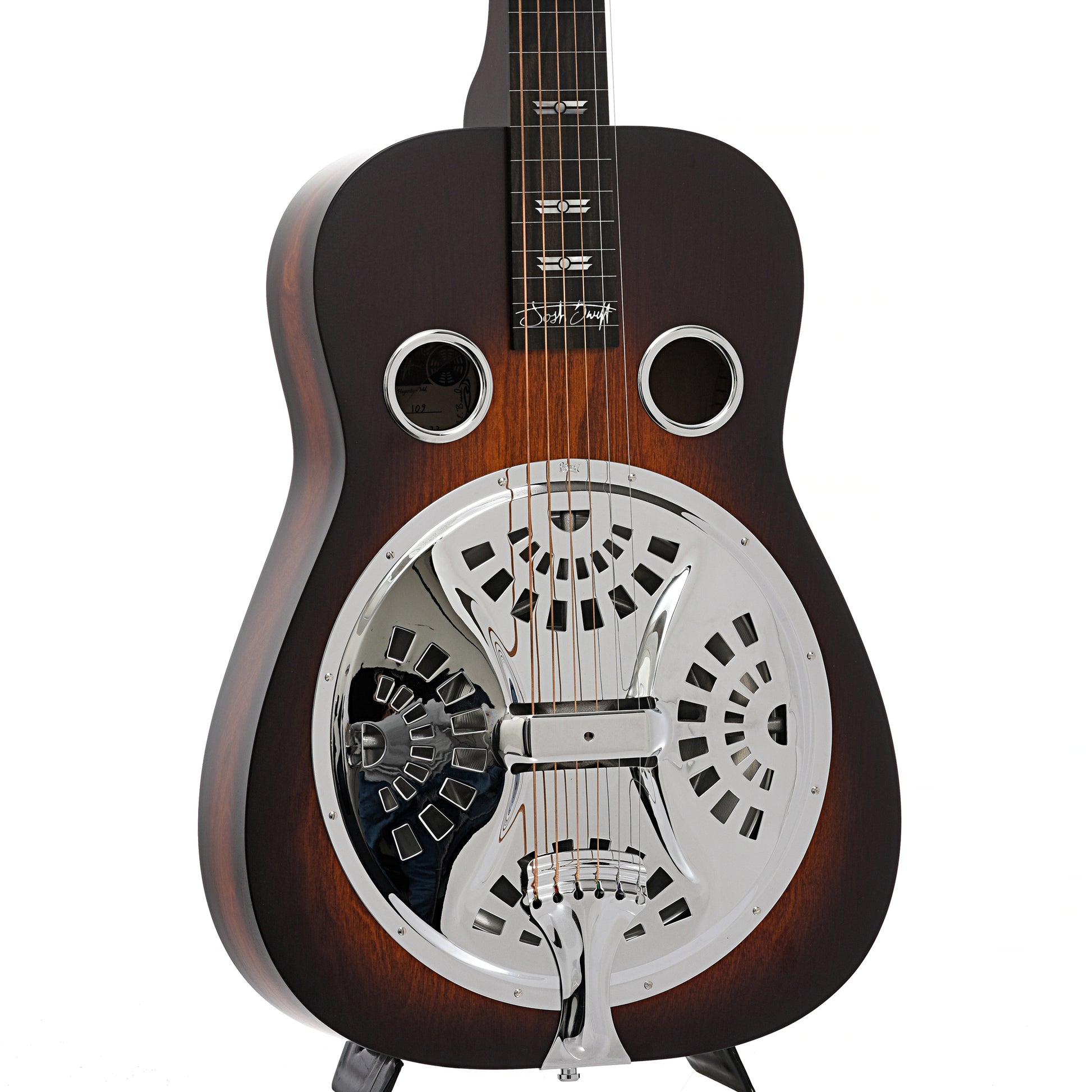 Front and side of Beard Josh Swift Standard Squareneck Resonator Guitar with Signature Inlays
