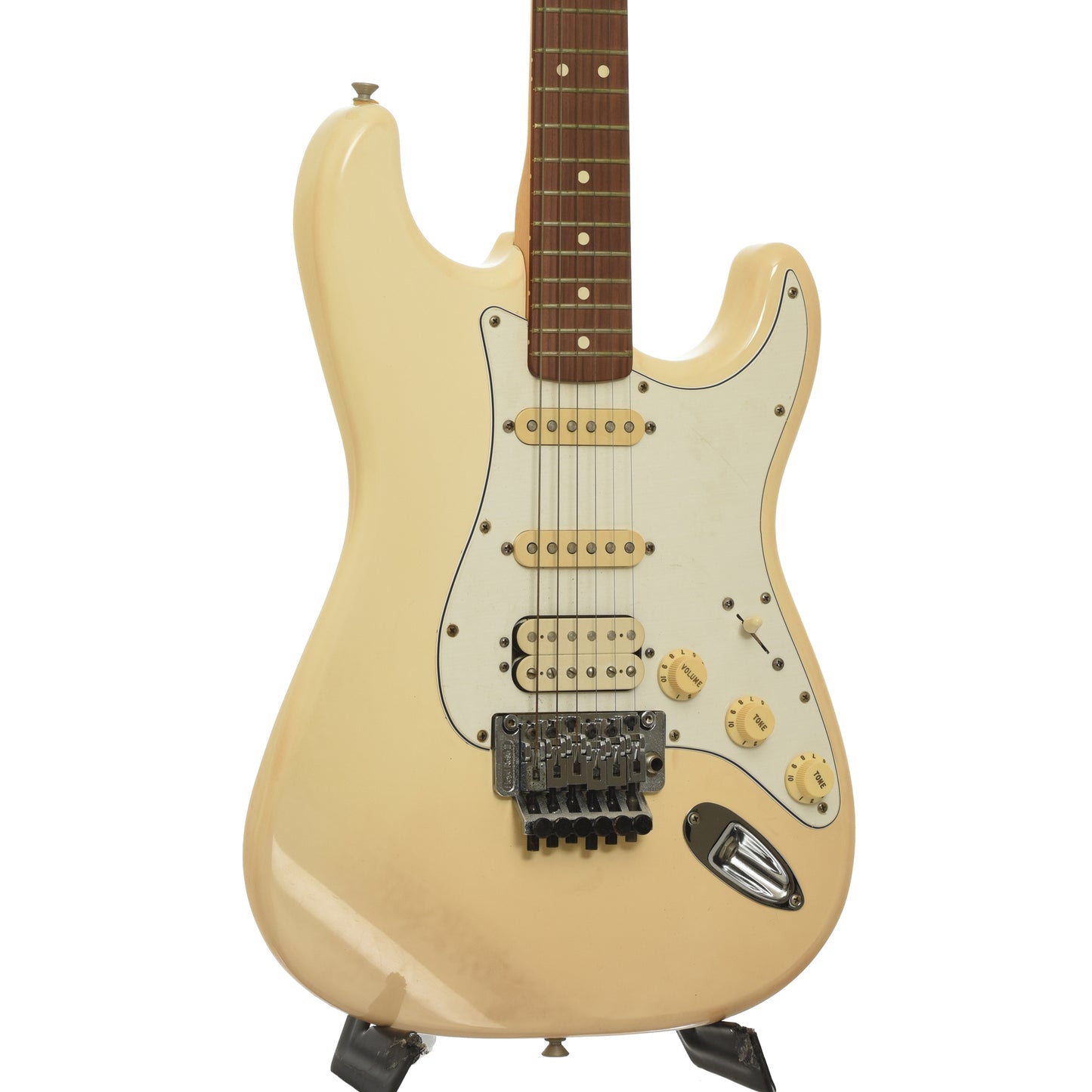 Front and side if Fender Standard HSS Stratocaster with Floyd Rose Electric Guitar 
