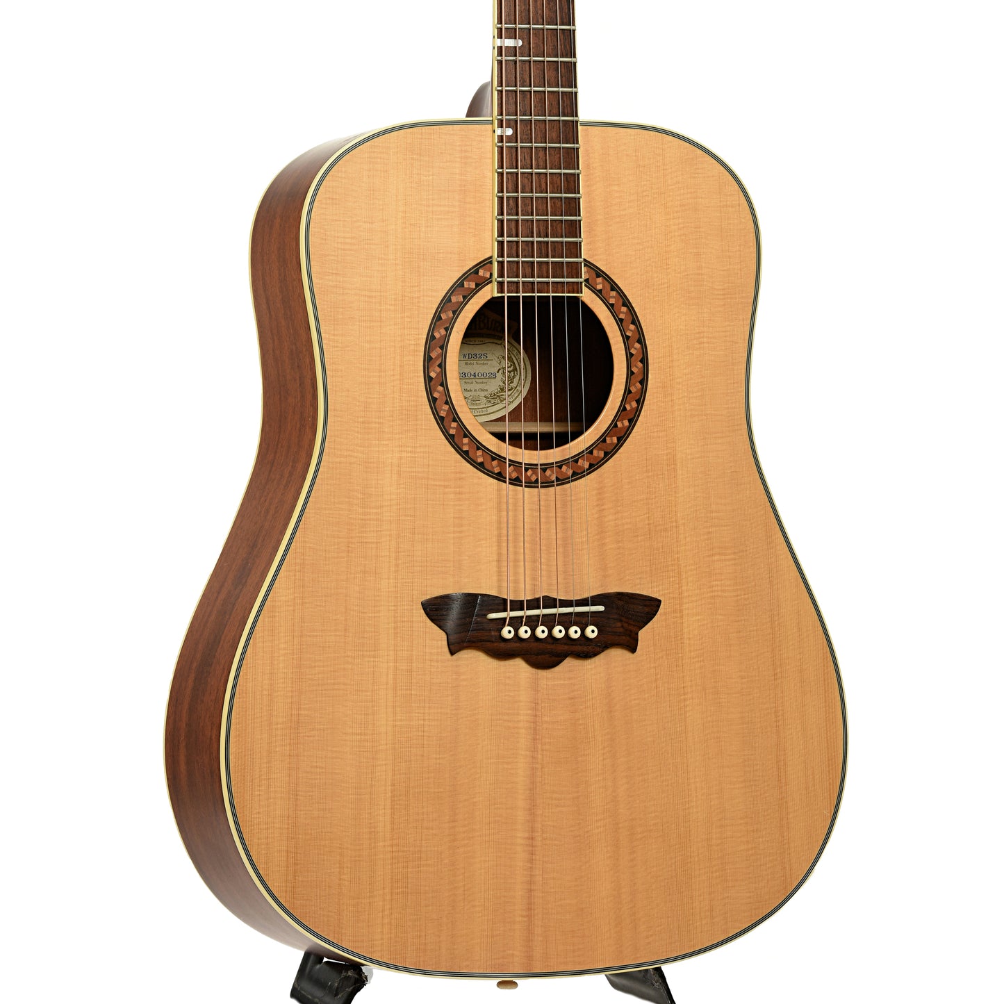 Front and side of Washburn WD32S D-Size Acoustic Guitar