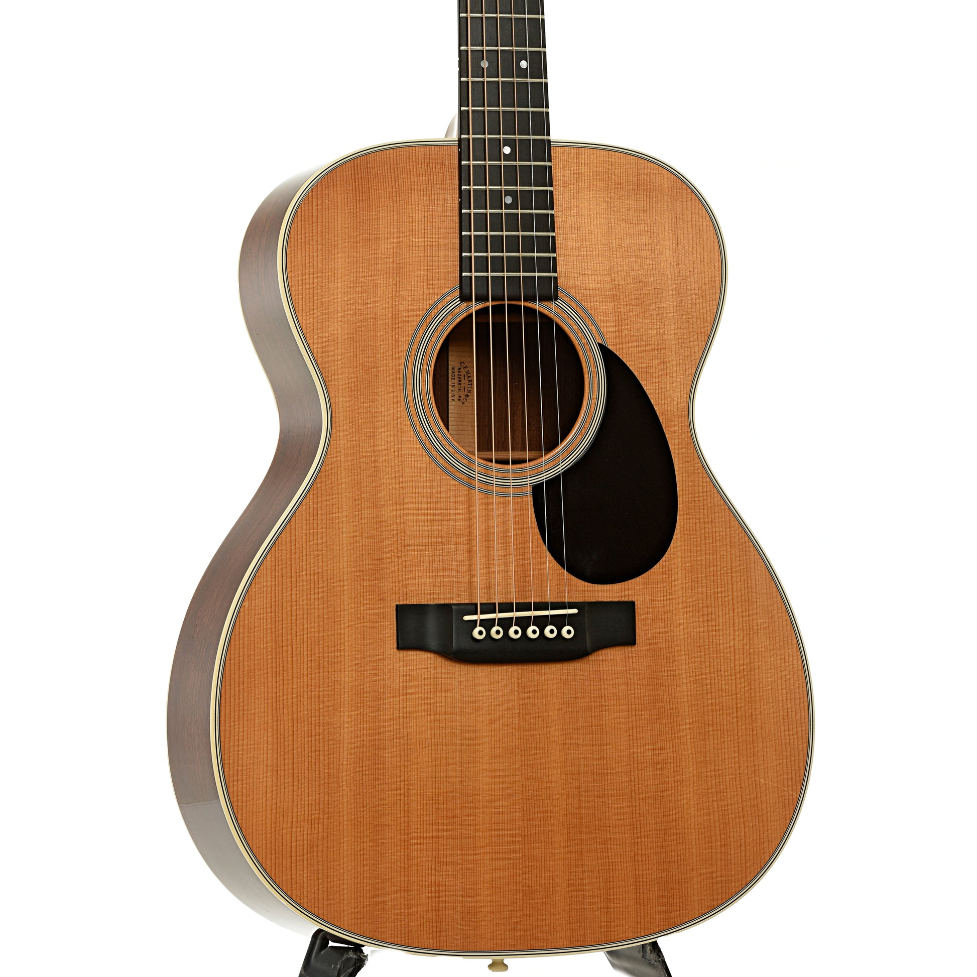 Front and side of Martin Custom OM-28 Acoustic Guitar