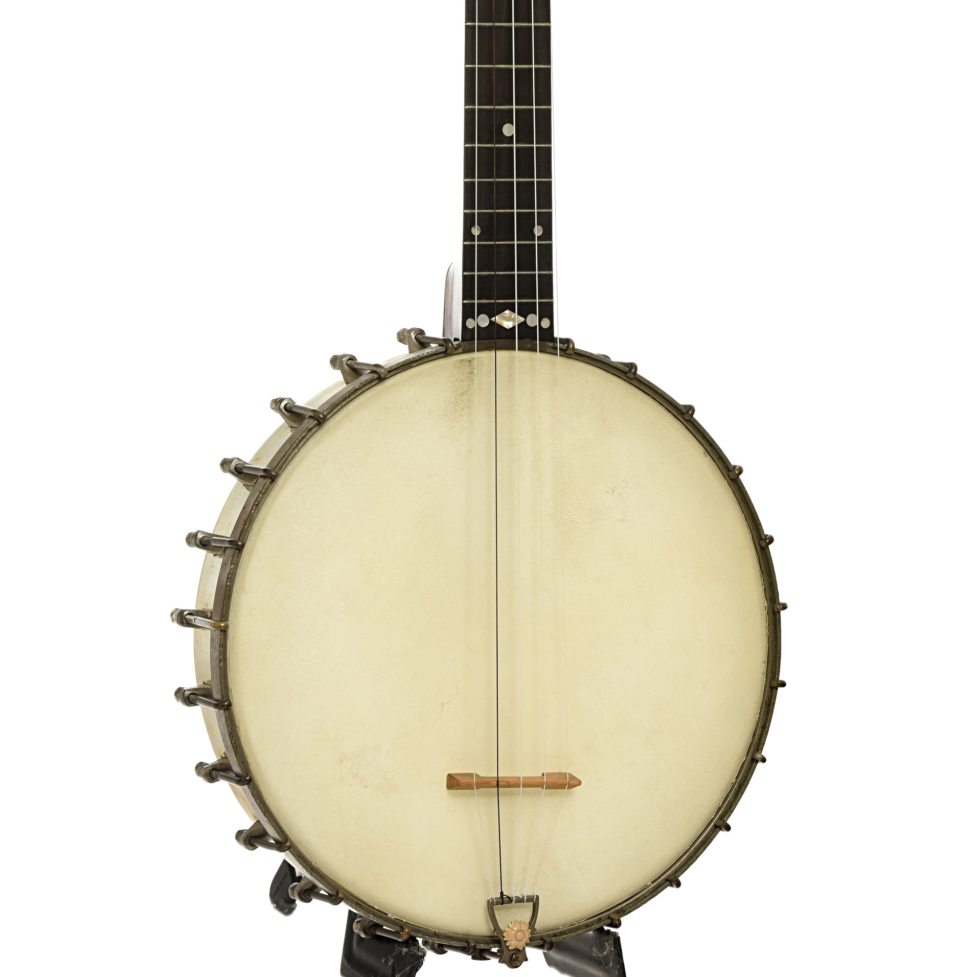 Front and side of S.S. Stewart Champion No.1 Open Back Banjo 