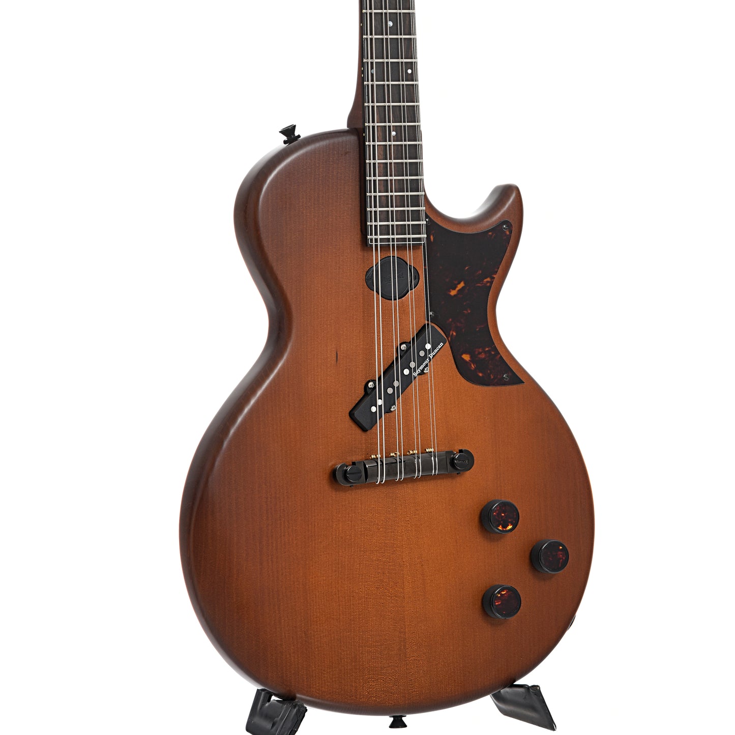 Front  and side of Northfield NFO-EL2 EleOcto Electric Octave Mandolin, Auburn Brown Finish  