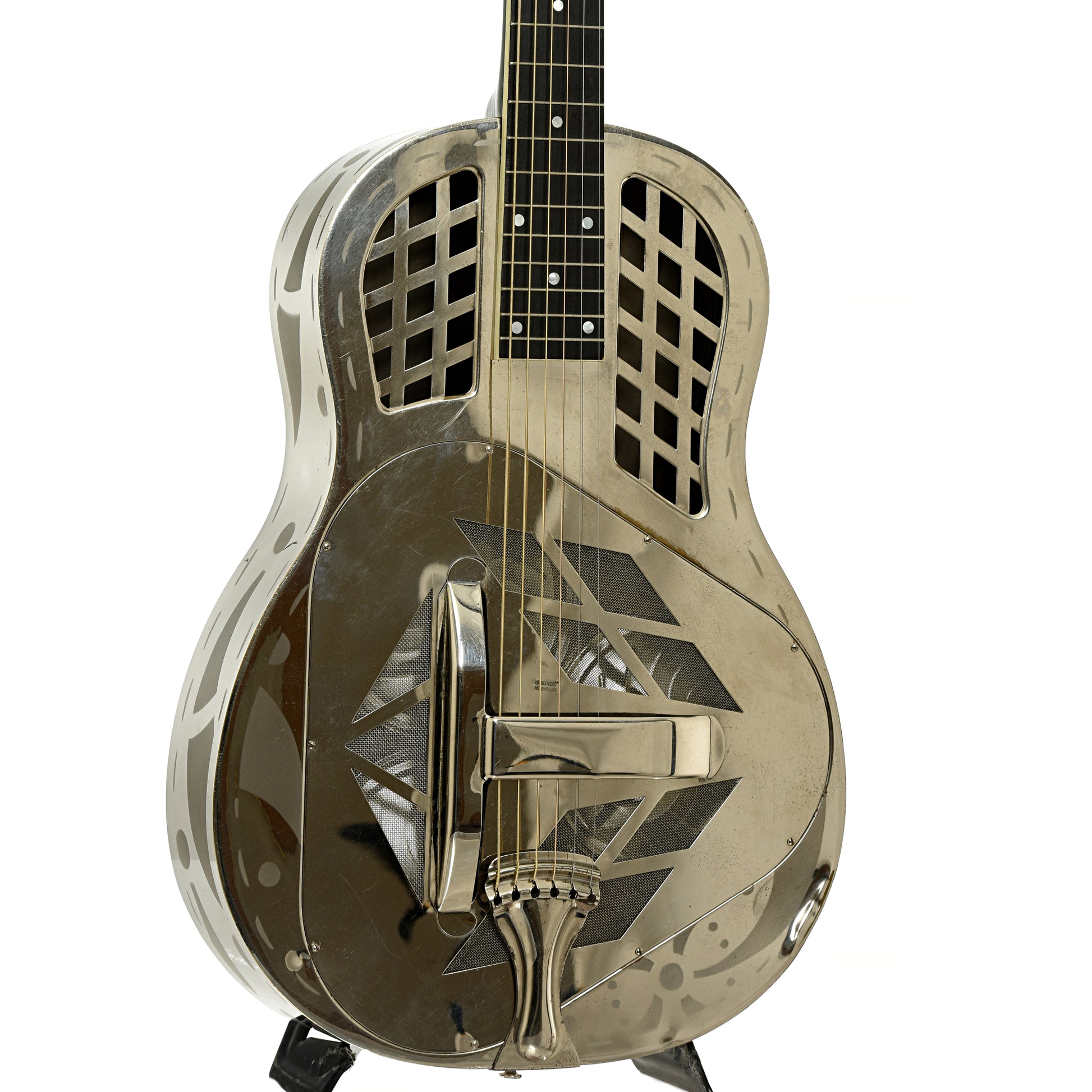 Front and side of National Tricone Exploding Palm Tree Resonator Guitar