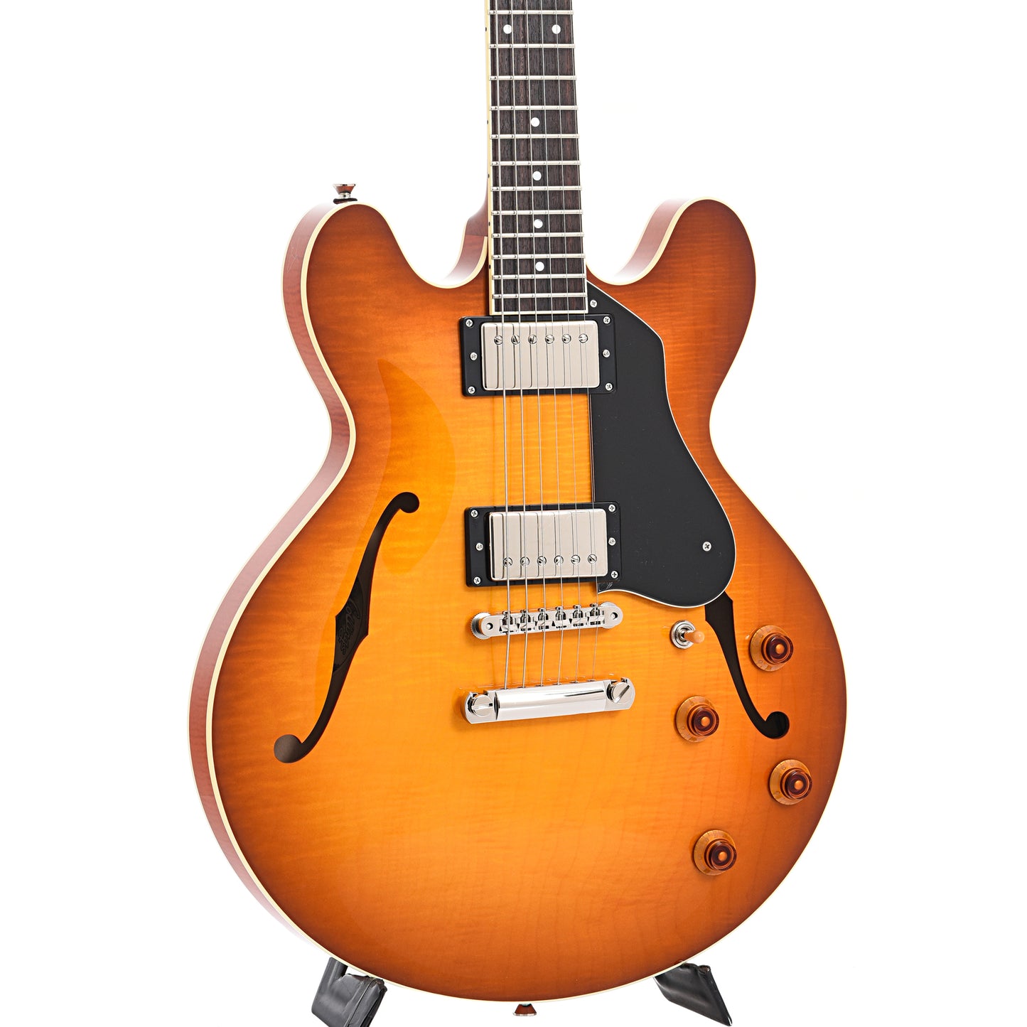 Front and side of Collings I-35 LC Semi-Hollowbody Electric Guitar, Iced Tea Sunburst