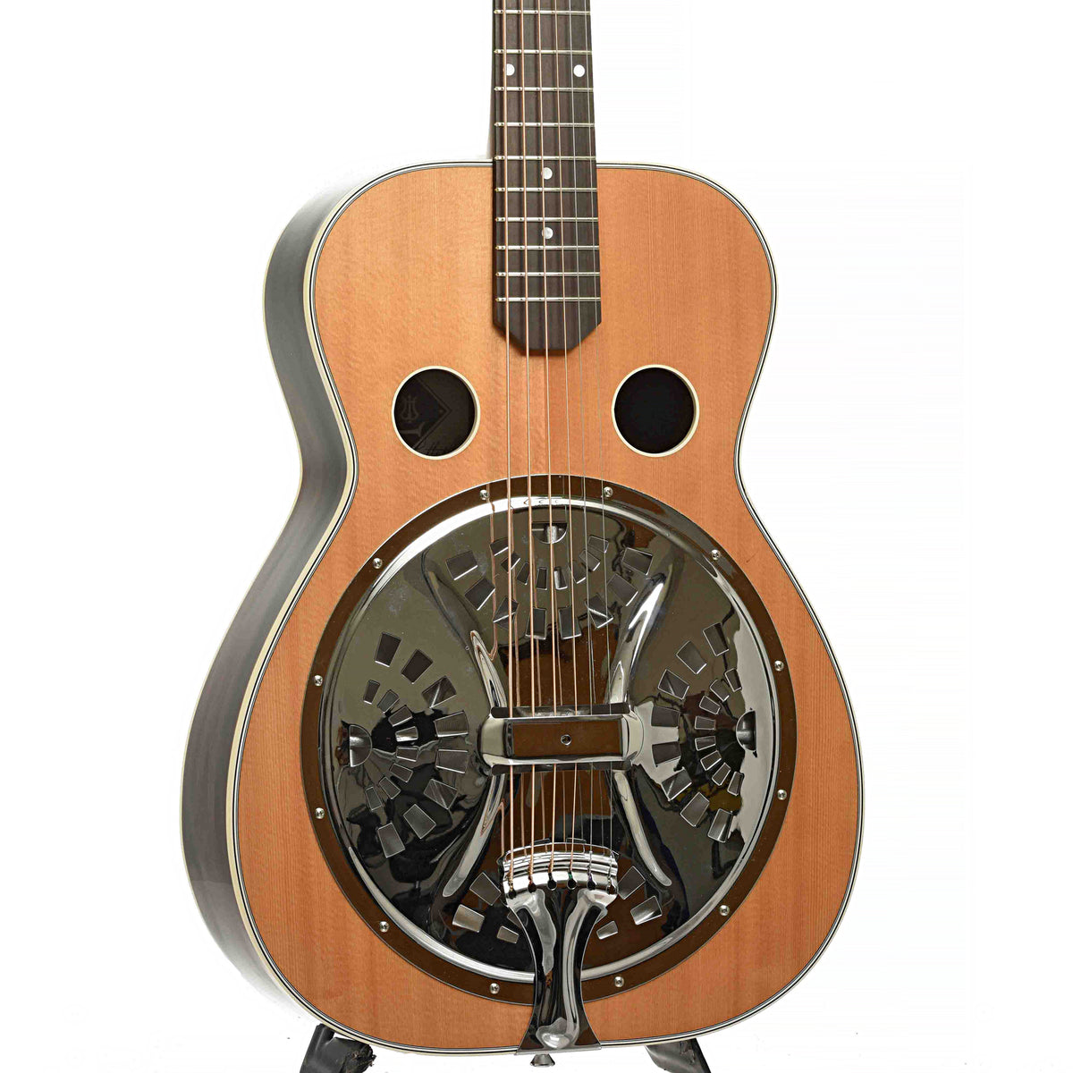 Front & Side of Ralph Luttrell T-100B Roundneck Baritone Resonator Guitar