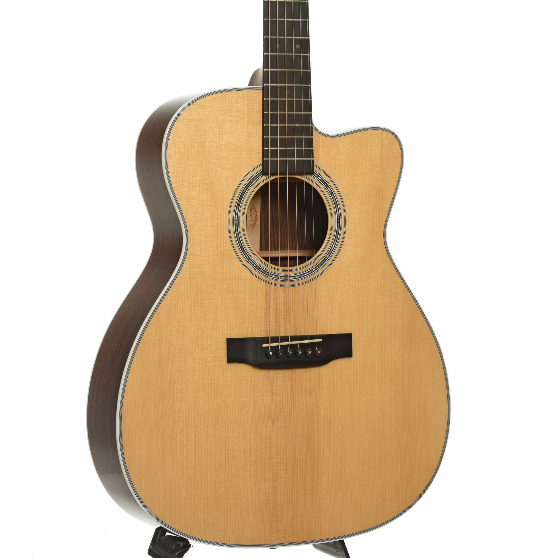 Front and side of Martin Custom Shop 0000-38C Acoustic Guitar 