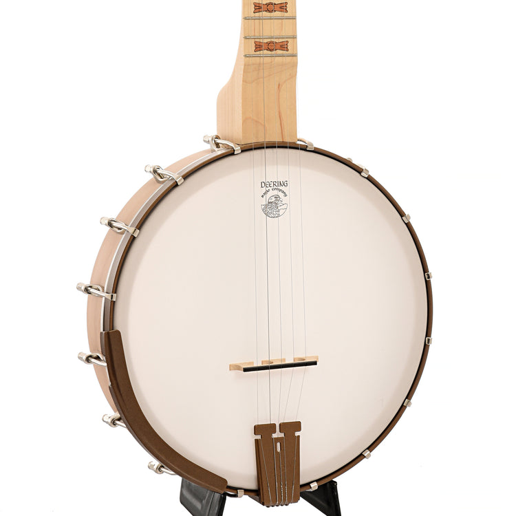 Front and side of  Deering Goodtime Deco Openback Banjo with Scooped Fretboard