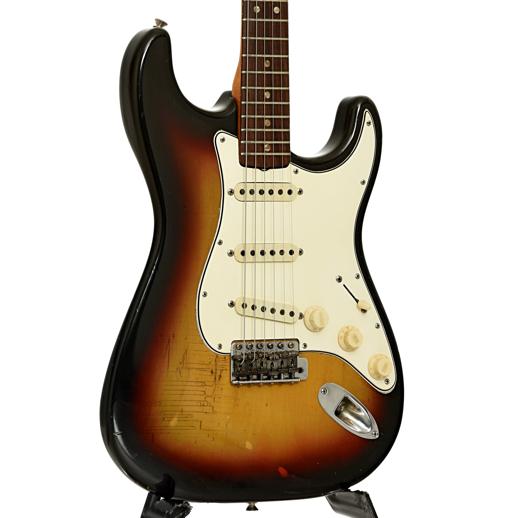 Front and side of Fender Stratocaster