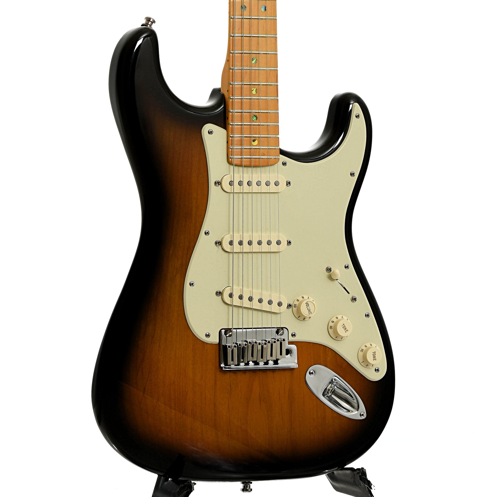 Front and side of Fender American Deluxe Stratocaster 