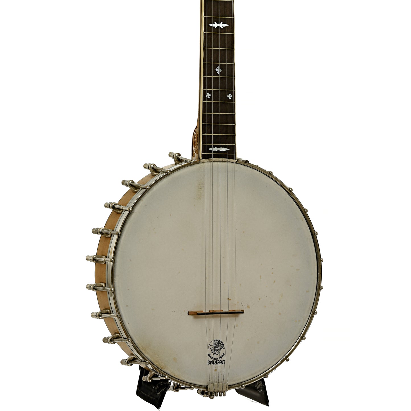 Front and side of Bacon Blue Ribbon A1 Special Open Back Banjo