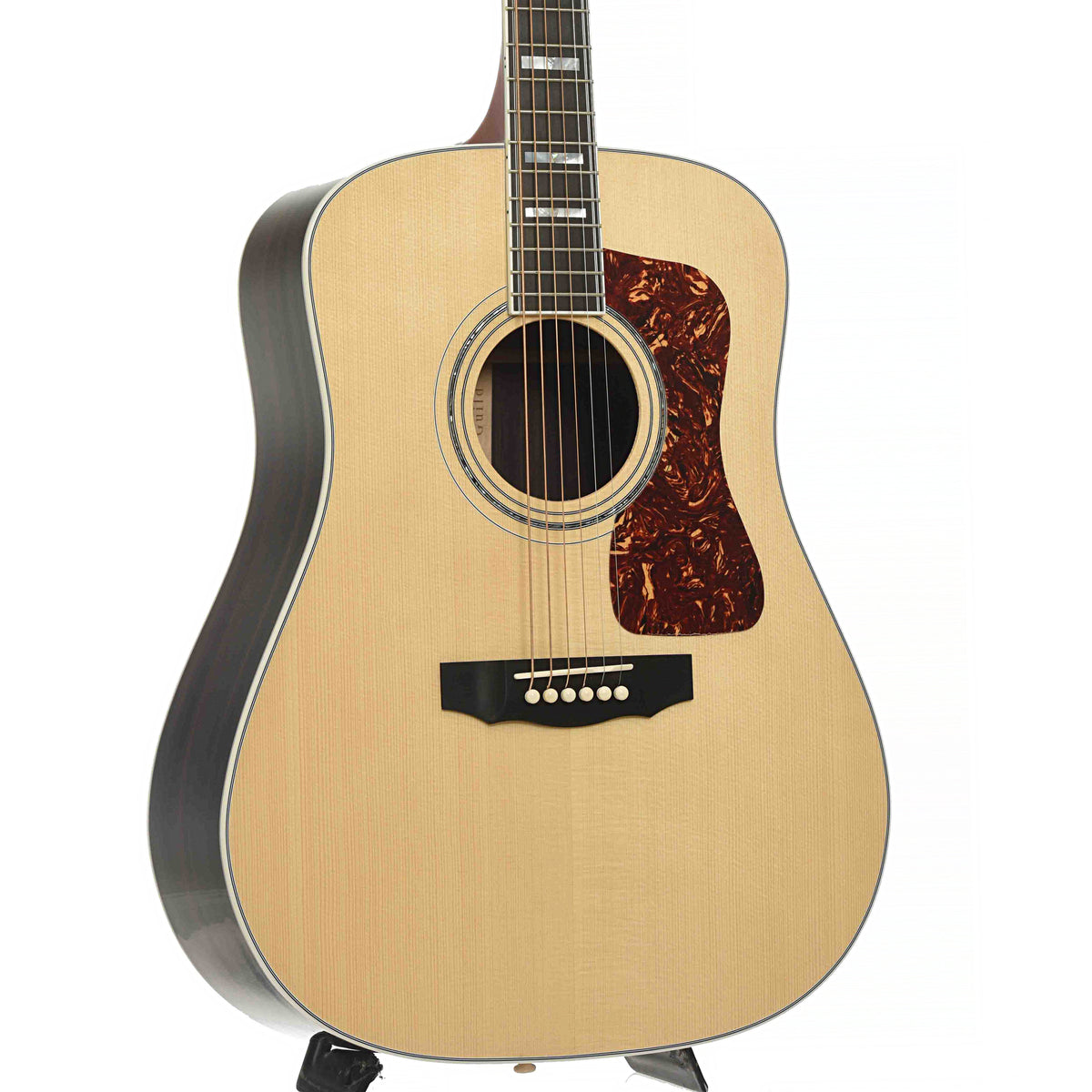 Front & Side of Guild USA D-55 Dreadnought Acoustic Guitar, Natural
