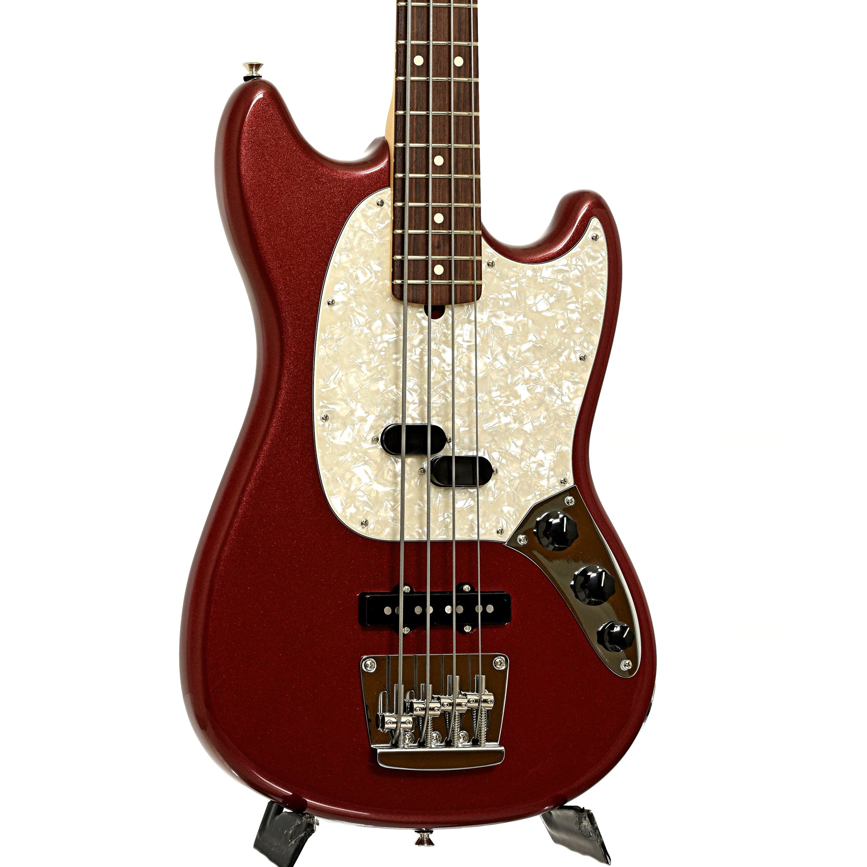 Front and side of Fender American Performer Mustang Electric Bass