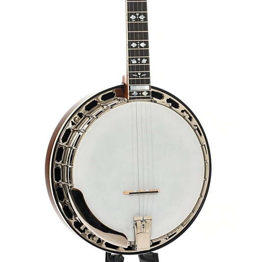 Front and side of Gold Star GF-100HF "Hearts & Flowers" Resonator Banjo 