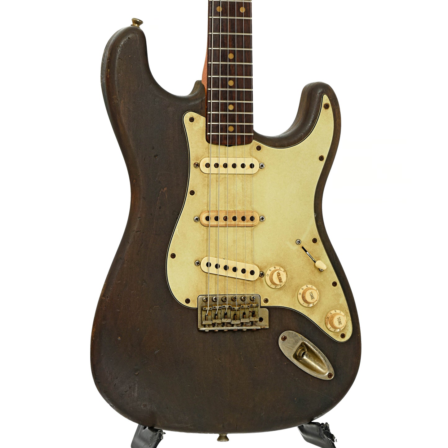 Front and side of Rocketfire Total 60's Barnboard Electric Guitar