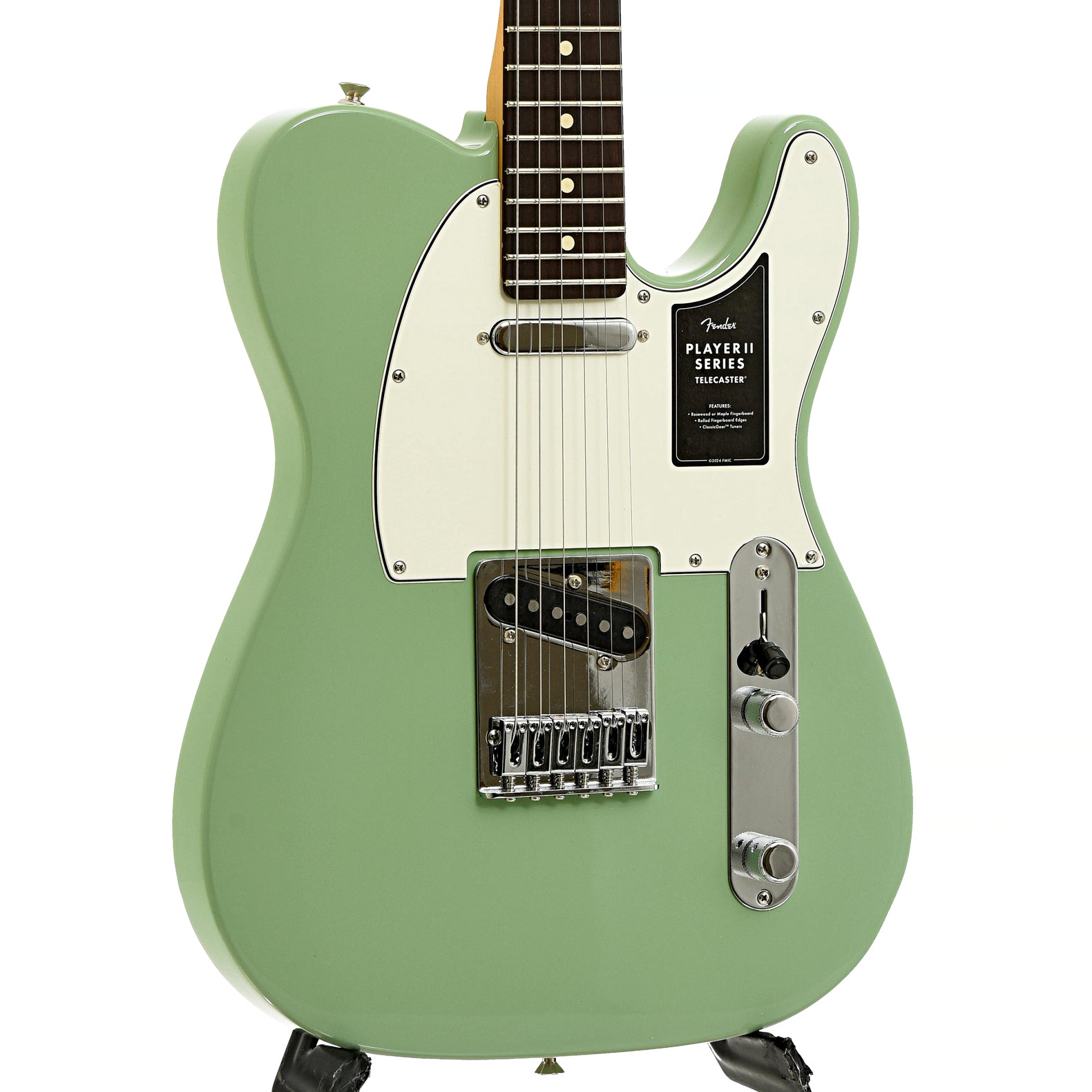 Front and side of Fender Player II Telecaster Electric Guitar, Birch Green