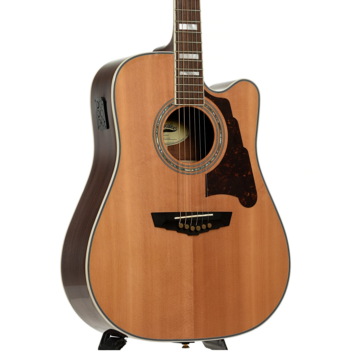 Front and side of D'Angelico Brooklyn DAASD400 Natural Acoustic Guitar