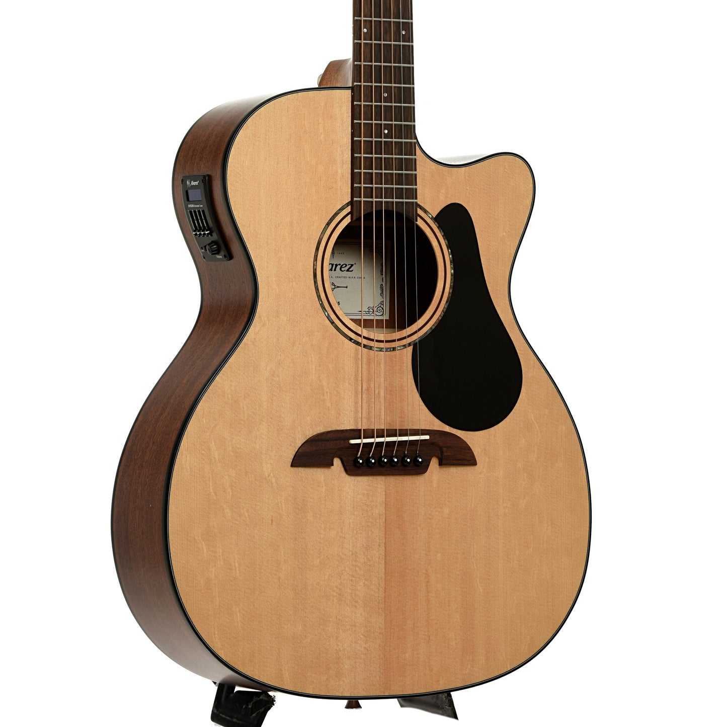 Front and side of Alvarez Artist Series AF30CE  Folk / OM Acoustic-Electric Guitar