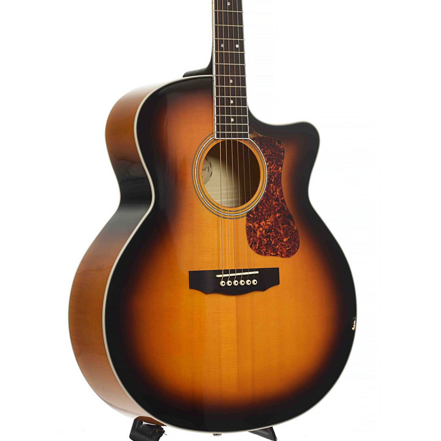Front & Side of Guild F-250CE Deluxe Maple F-Jumbo Acoustic-Electric Guitar, Shopworn