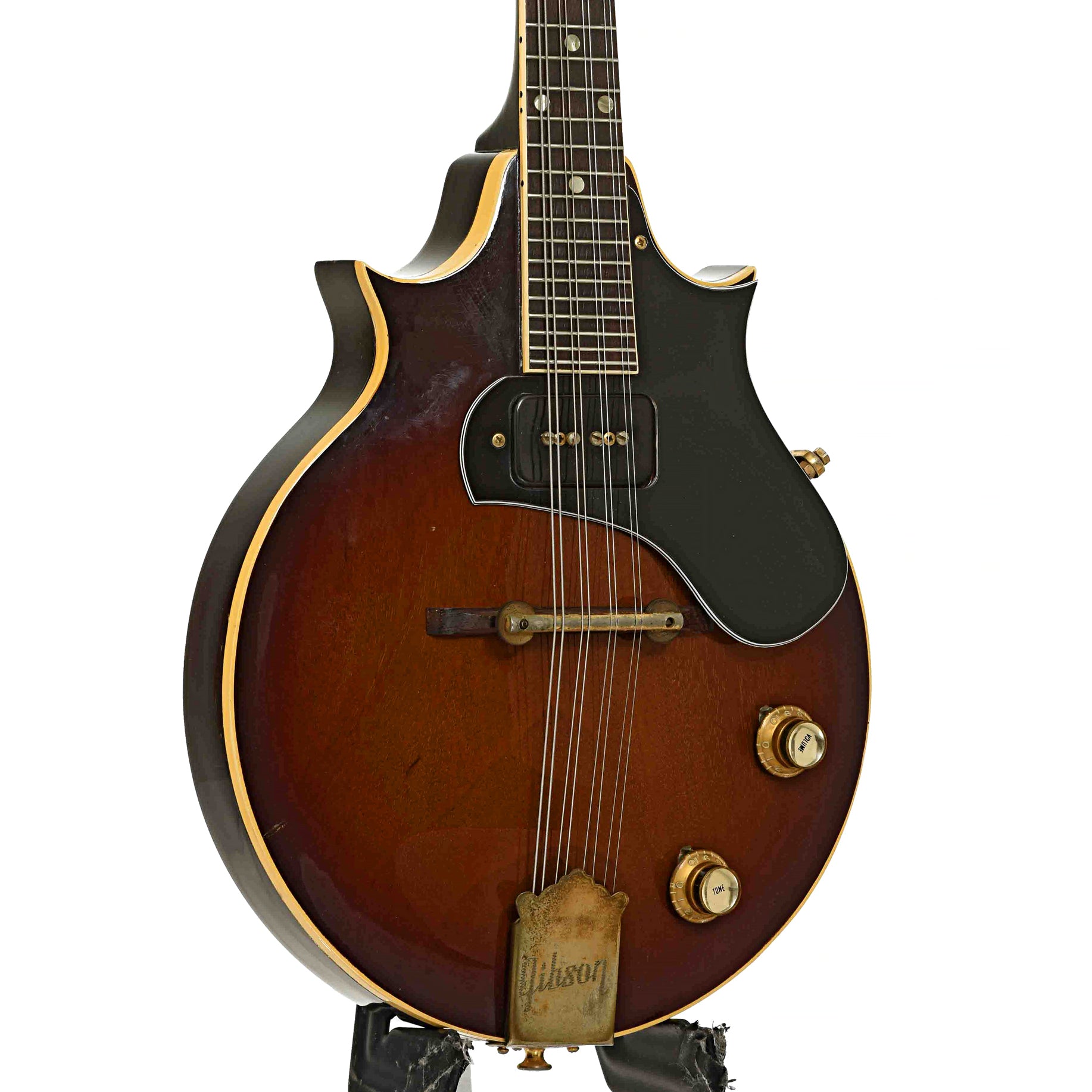Front and side of Gibson EM-200 Florentine Electric Mandolin