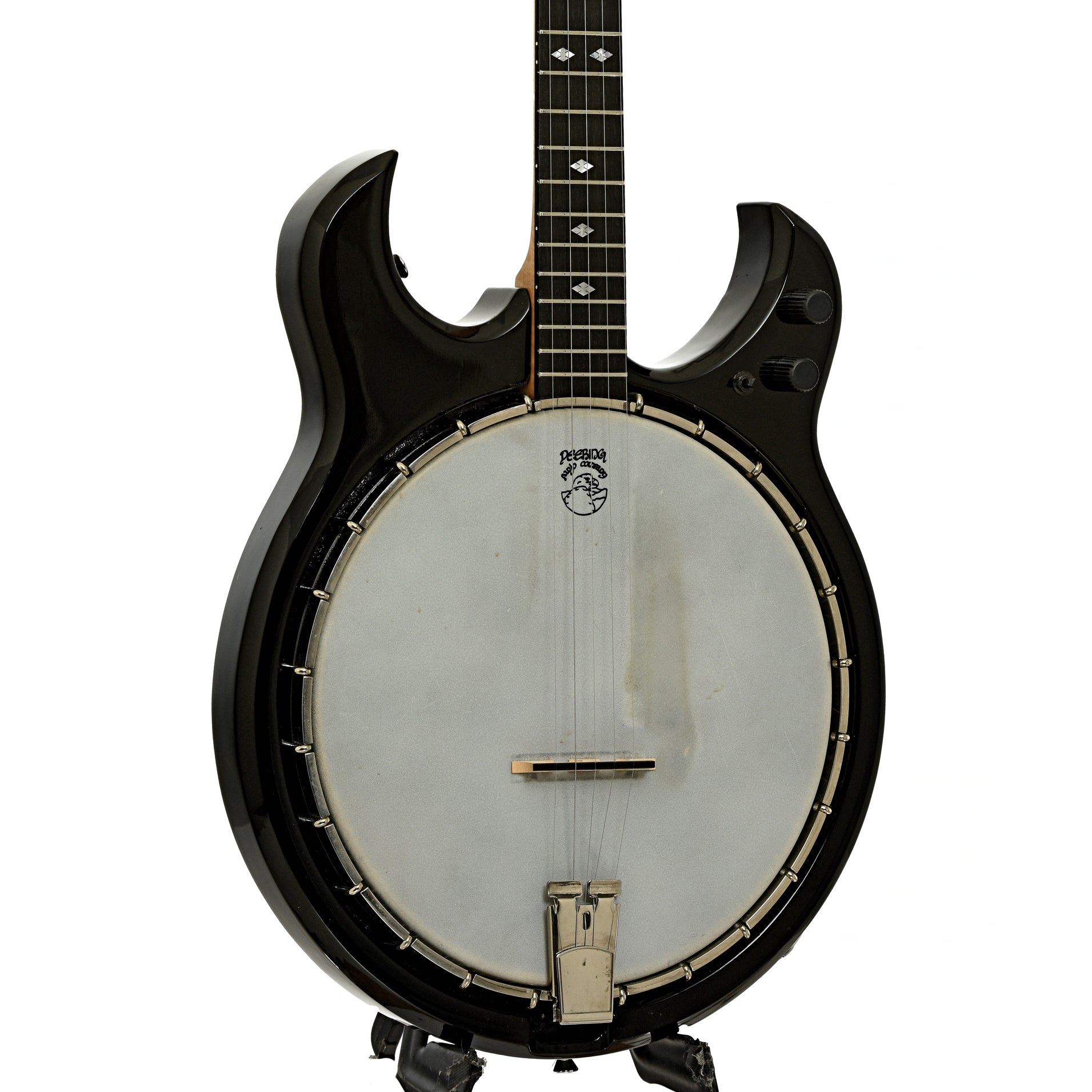 Front and side of Deering Crossfire Electric Banjo 