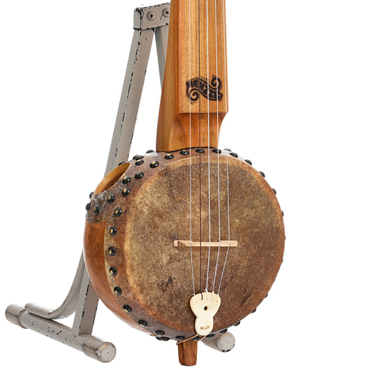 Front and side of Menzies Fretless Gourd Banjo #579