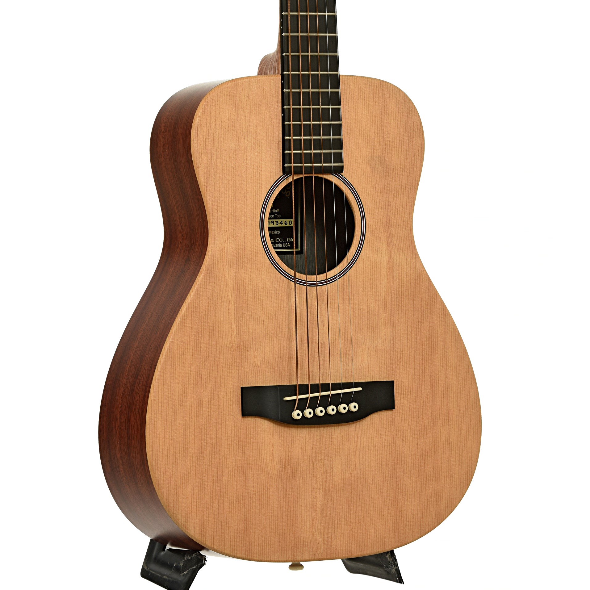 Front and side of Martin LX-1 Little Martin Acoustic Guitar